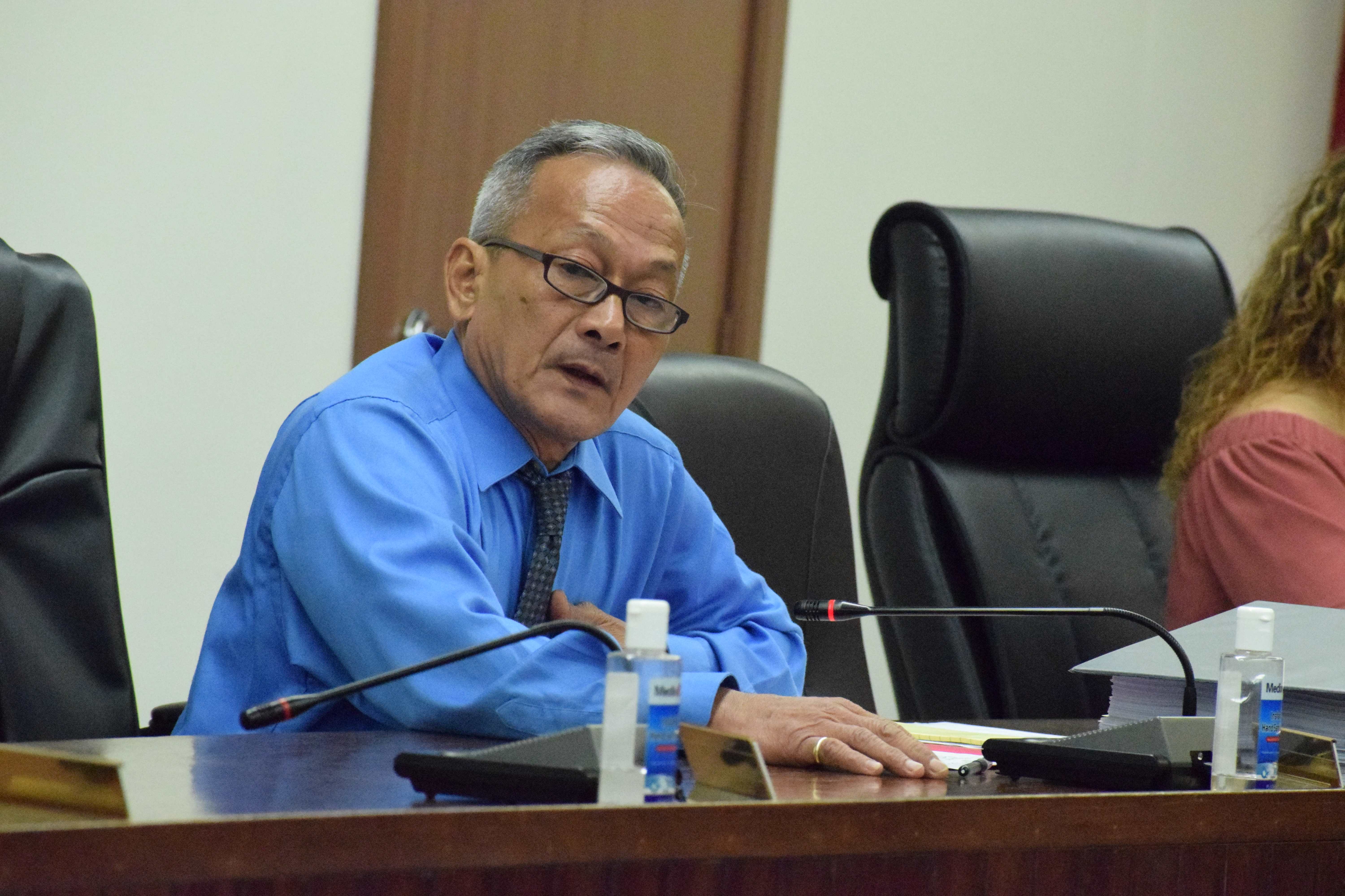 Rep. Vicente Camacho speaks during a meeting of the House Special Committee on Federal Assistance and Disaster-Related Funding, Thursday, in the House chamber.