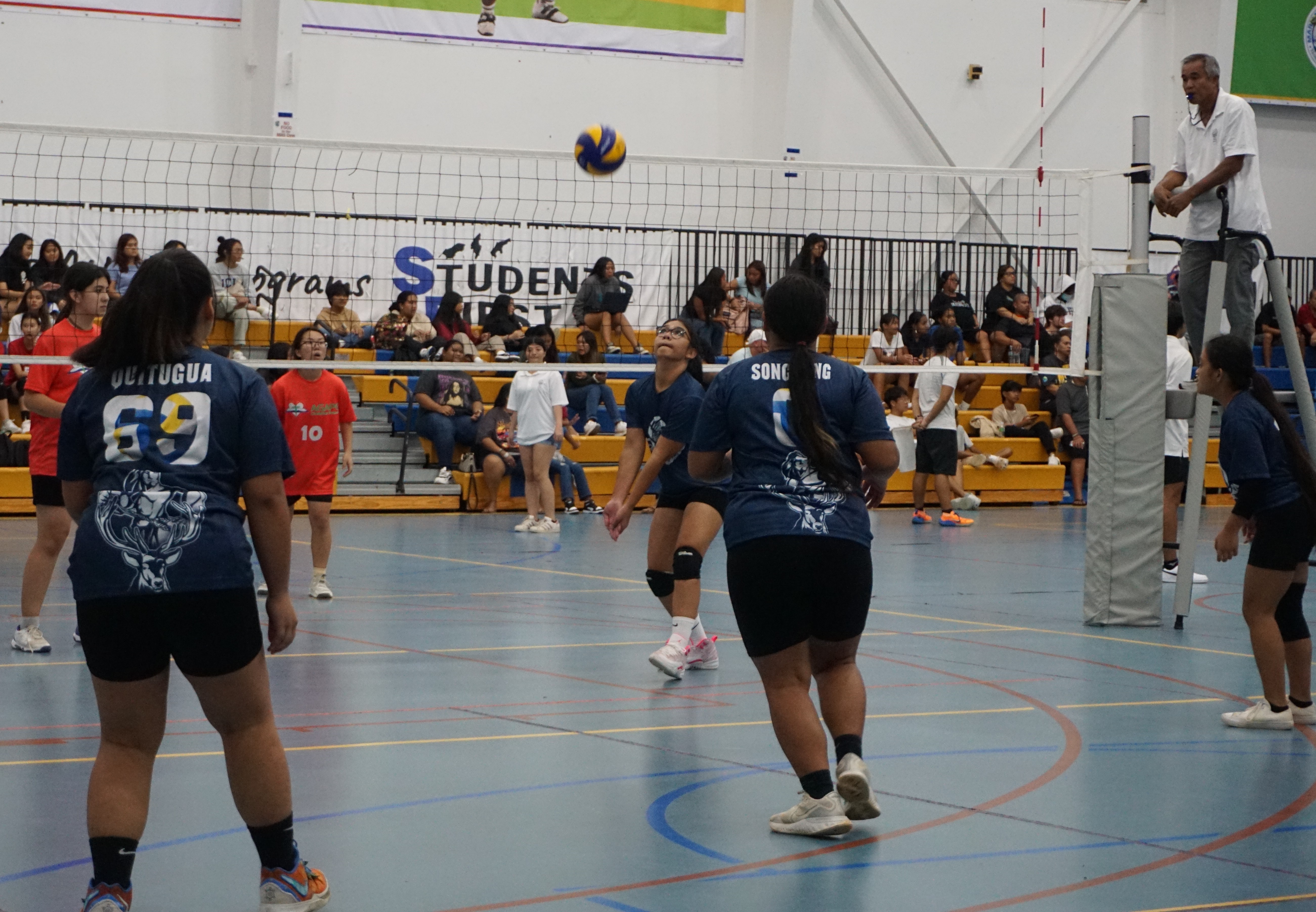 Dr. Rita H. Inos Jr./Sr. High School II's Niana Barcinas reaches for the bump return during a game against Agape Christian School II in the girls high school division of the NMIVA-PSS Interscholastic Volleyball League SY23-24 at the MHS gym.