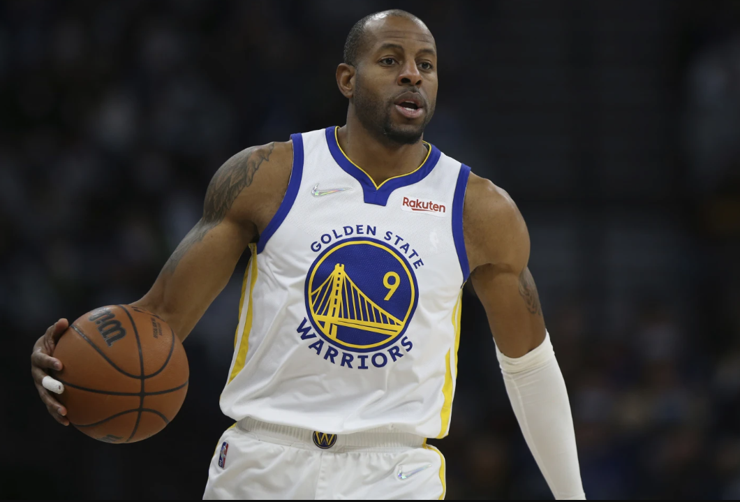 Golden State Warriors forward Andre Iguodala handles the ball during an NBA game against the Minnesota Timberwolves, Jan. 16, 2022 in Minneapolis.