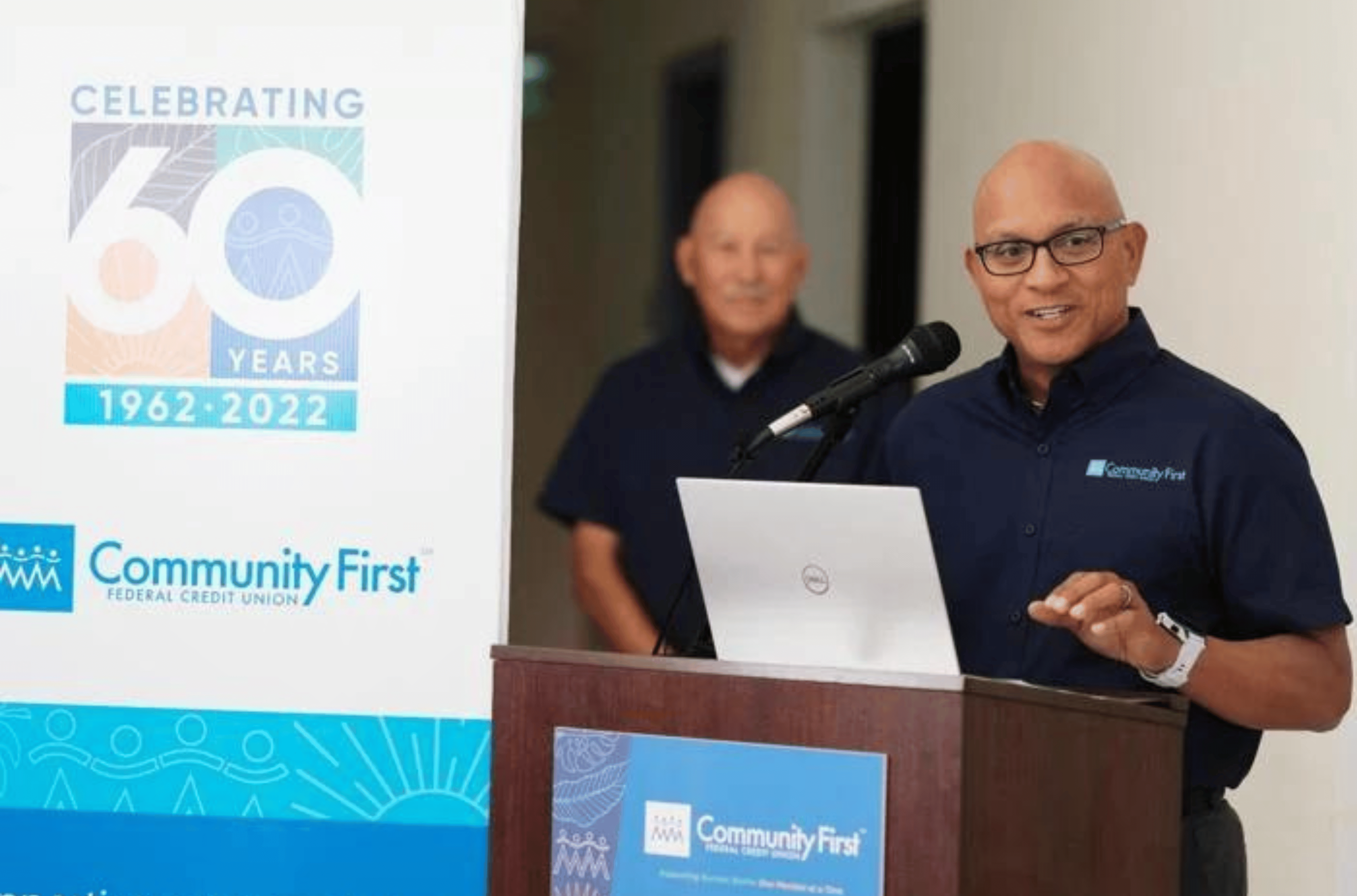 Gerry Cruz, the president and CEO of the Community First GuamFederal Credit Union, makes remarks during a ribbon-cutting ceremony at its new Hagåtña headquarters Saturday, Oct. 7, 2023.   