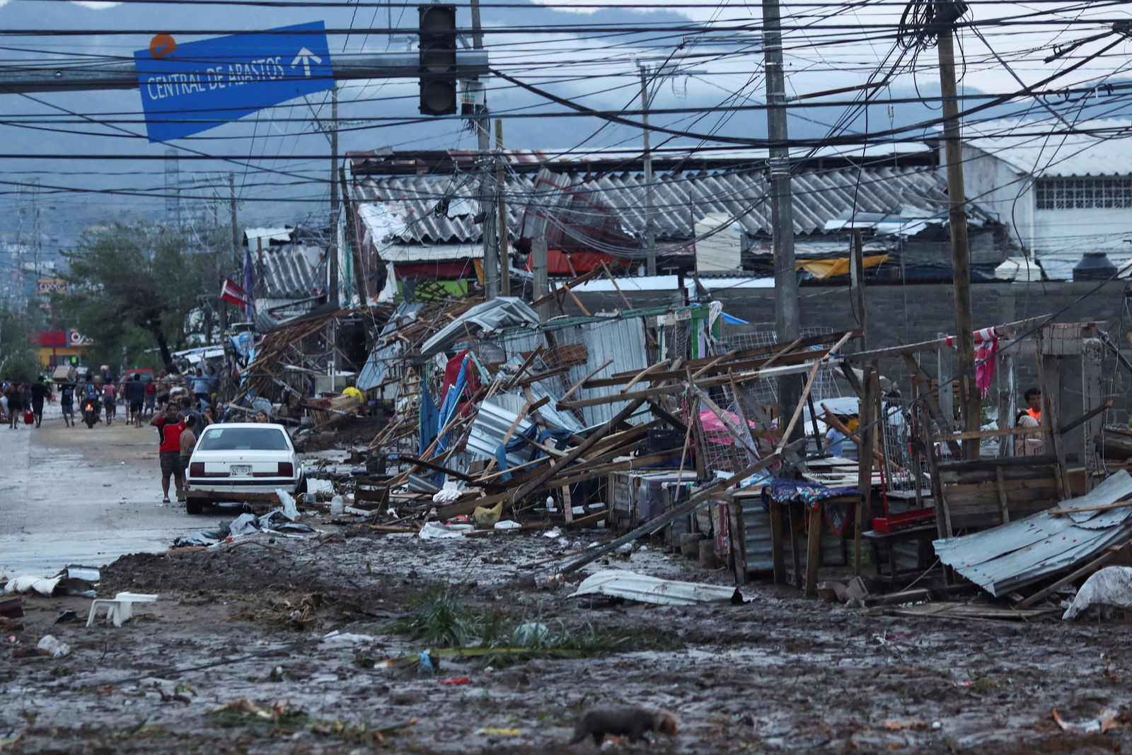 A view shows street stalls damaged by Hurricane Otis near the entrance to Acapulco, in the Mexican state of Guerrero, Mexico October 25, 2023. 