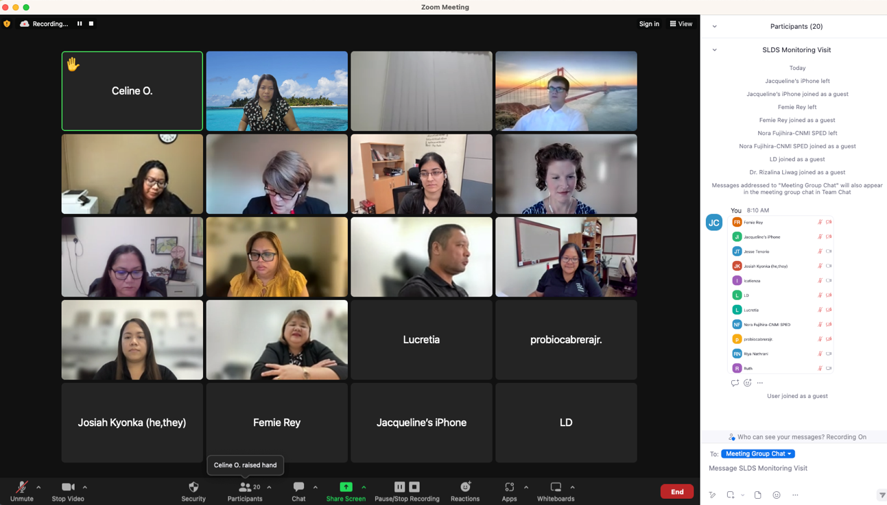 The CNMI State Longitudinal Data System participates in a virtual site monitoring session with grantors and stakeholders on Oct. 2, 2023.
