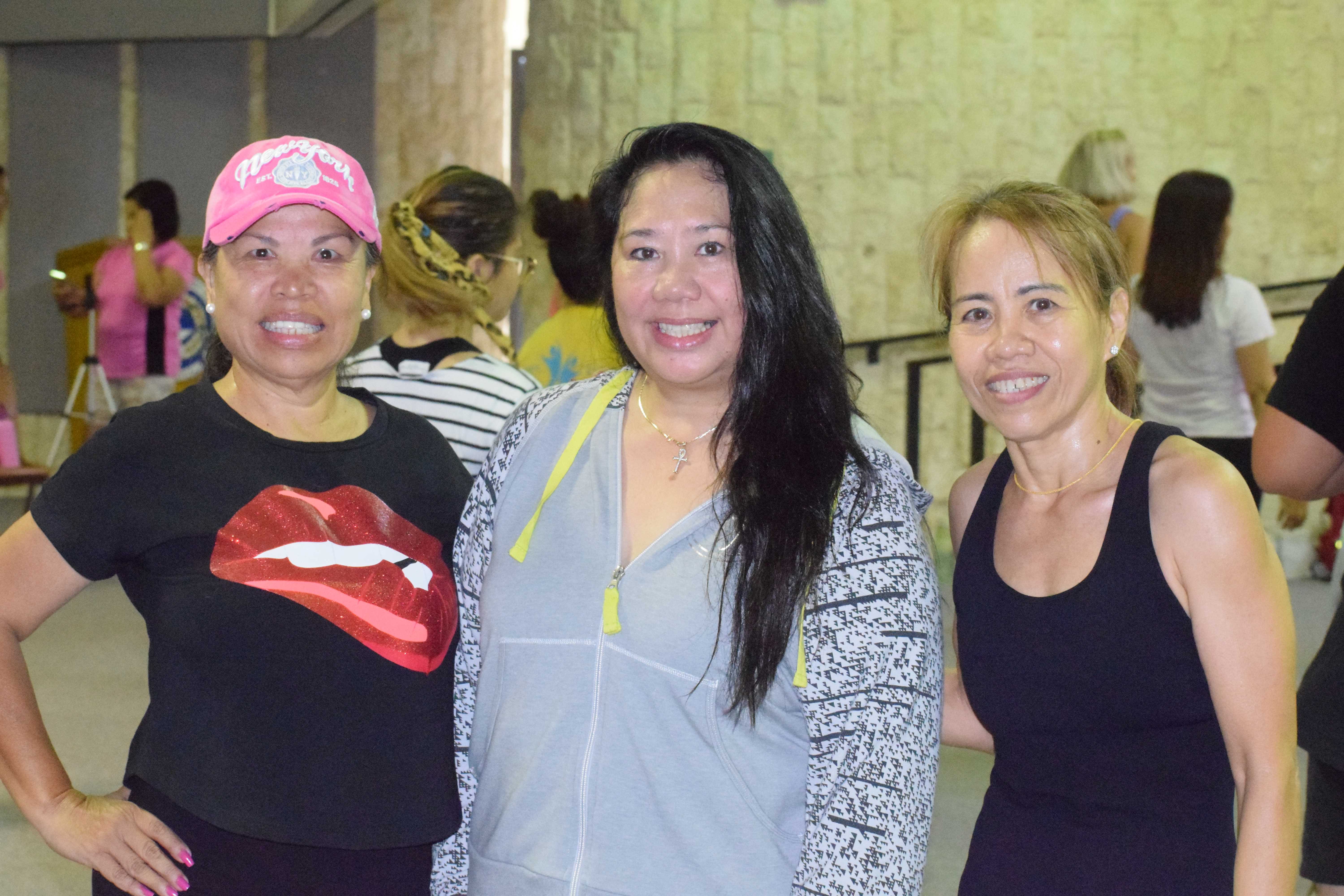 Zumba dancers Dee Clayton, Joann Aquino and Irene Holl.
