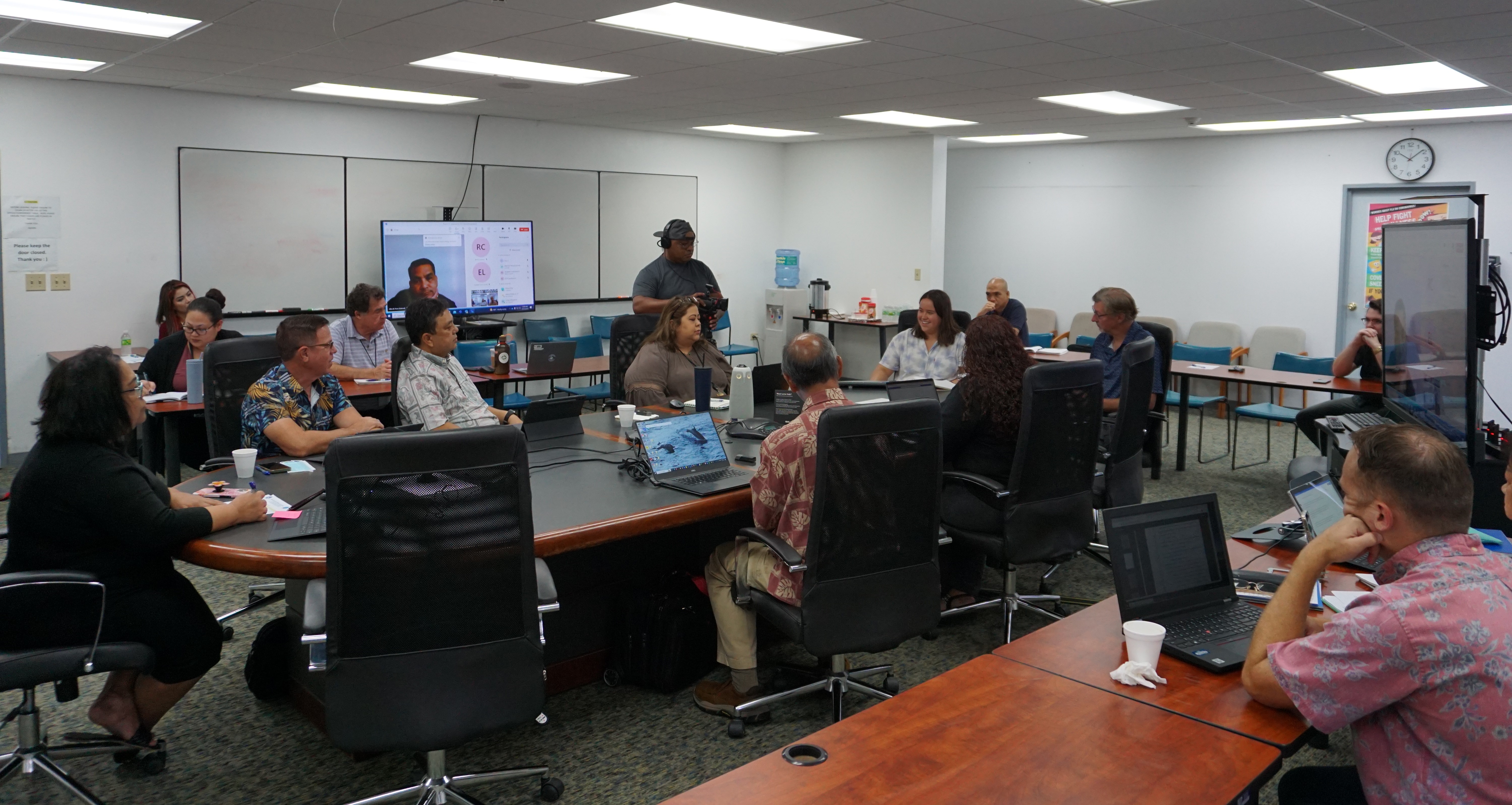 Environmental Protection Agency Clean Water Act inspector and enforcement officer John Tinger and Hallie McManus, EPA region 9 water/wastewater infrastructure grant project officer, meet with the Commonwealth Utilities Corp. board members on Thursday, Oct. 19.  