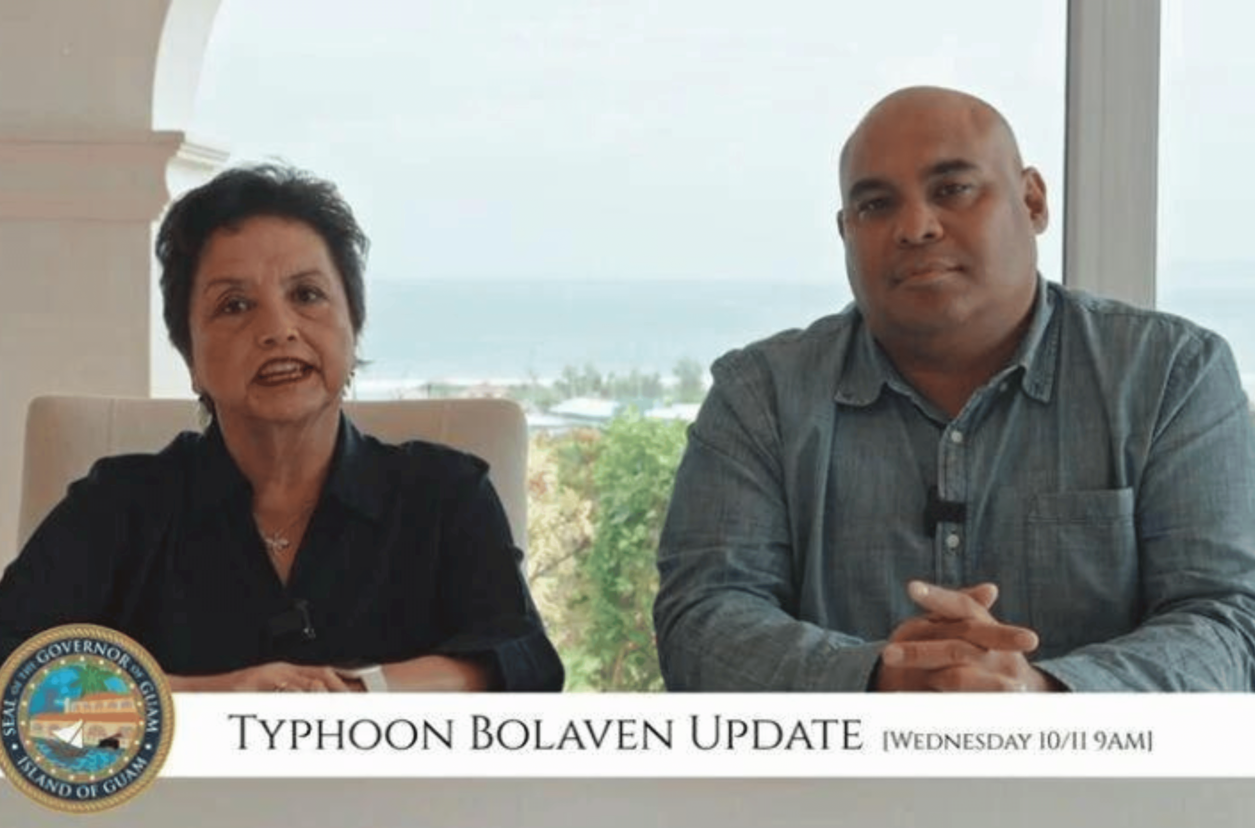 This screenshot was taken of a video message released by the Office of the Governor on Oct. 11, 2023. Gov. Lou Leon Guerrero and Lt. Gov. Josh Tenorio reported on their assessment of the island following the passage of Typhoon Bolaven. 