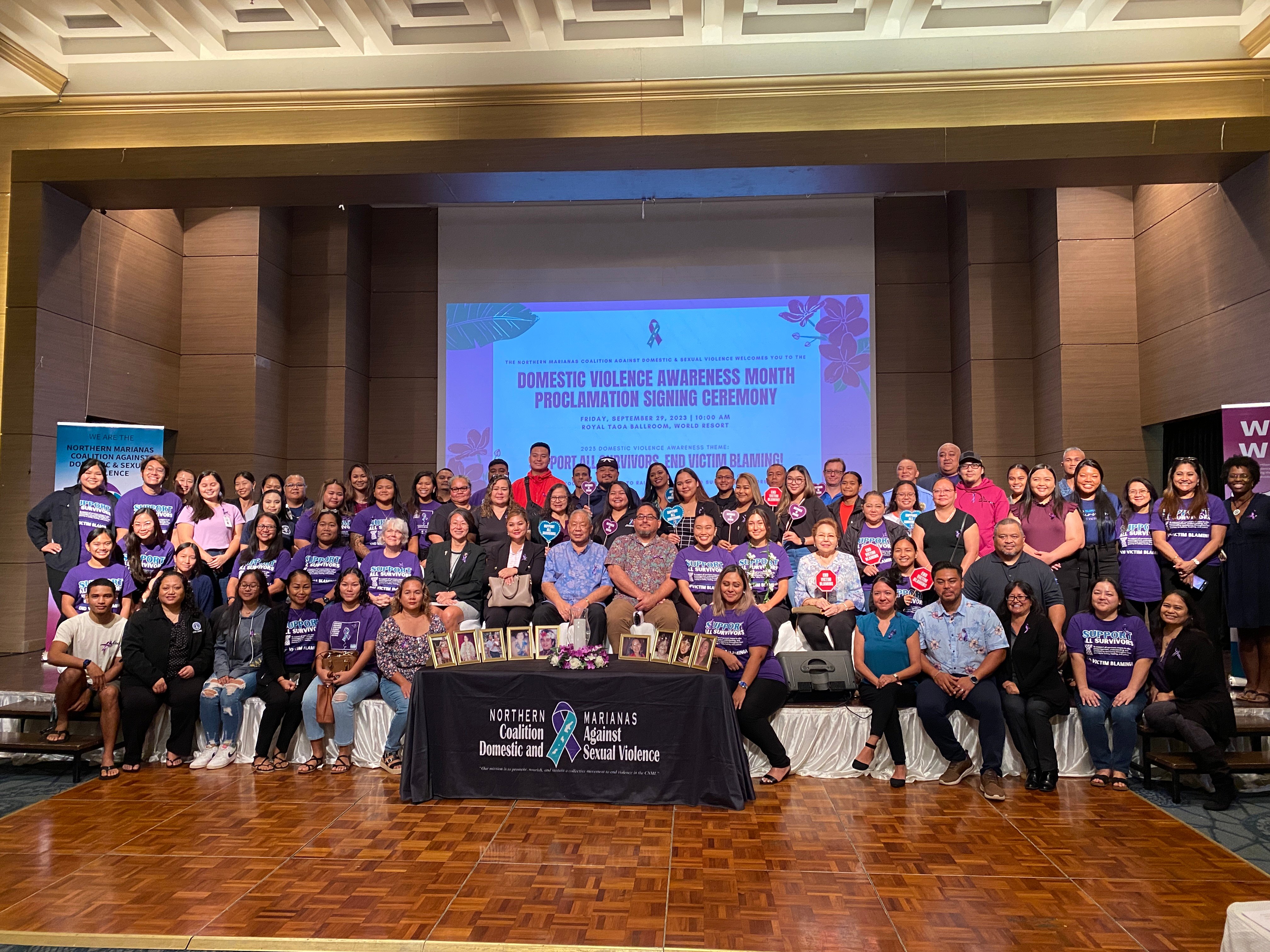 Anti-domestic violence advocates, survivors of violence, public safety stakeholders and CNMI officials gathered in the Royal Taga Ballroom of Saipan World Resort on Friday to mark the start of Domestic Violence Awareness Month.