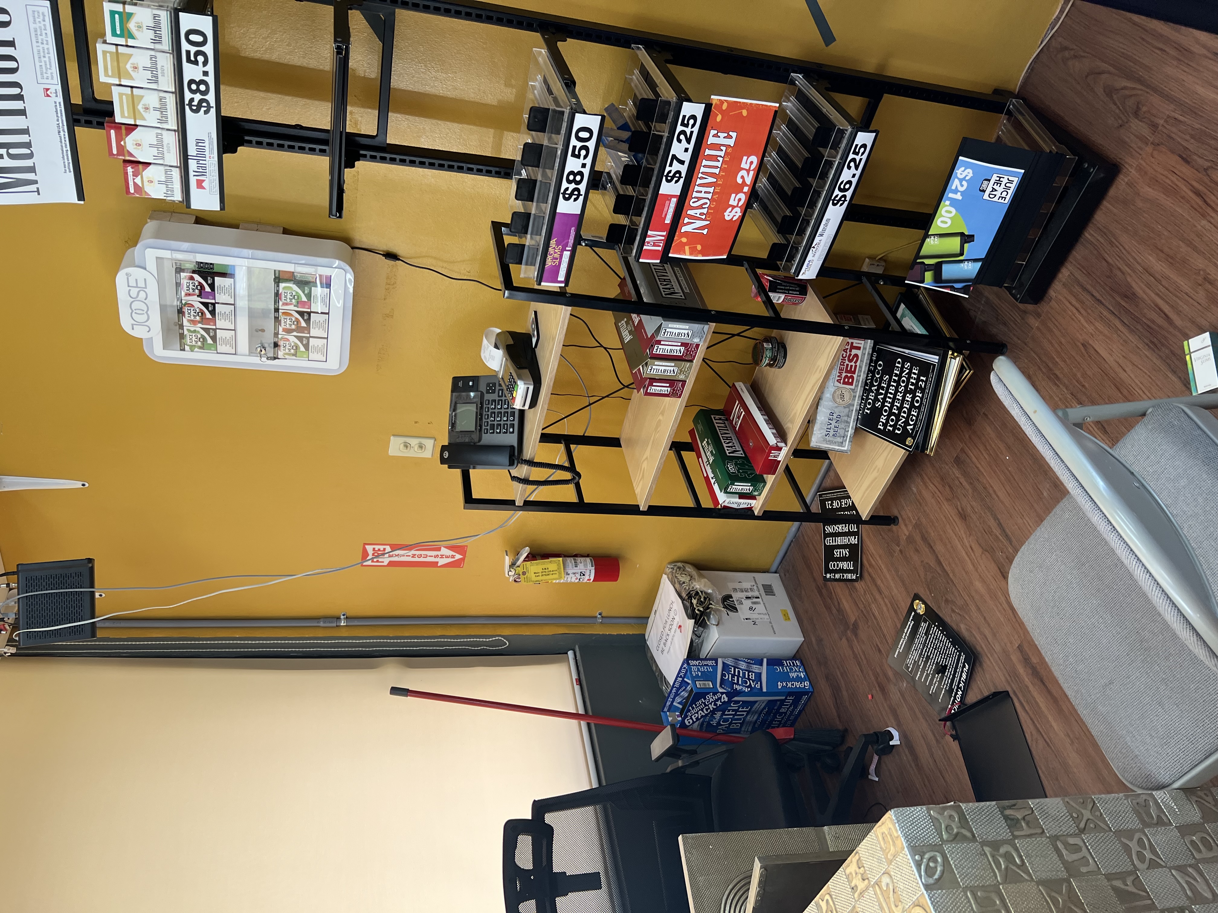 The ransacked cash register area.