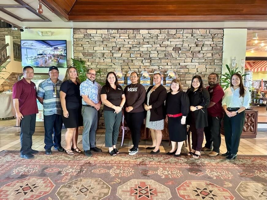 The CNMI SLDS team members pose for a photo with their partners from the Public School System, Northern Marianas College, the Northern Marianas Technical Institute, the CNMI Department of Labor and the Central Statistics Division of the Department of Commerce.