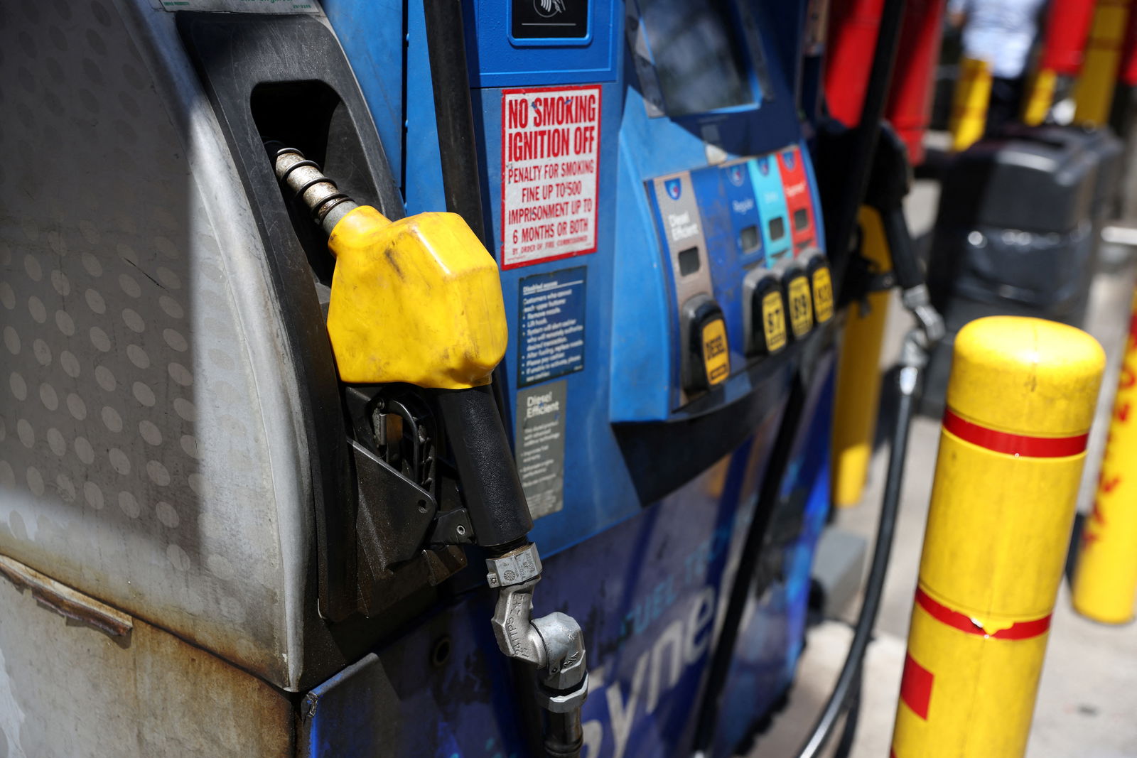 A pump is seen at a gas station in Manhattan, New York City, Aug. 11, 2022.