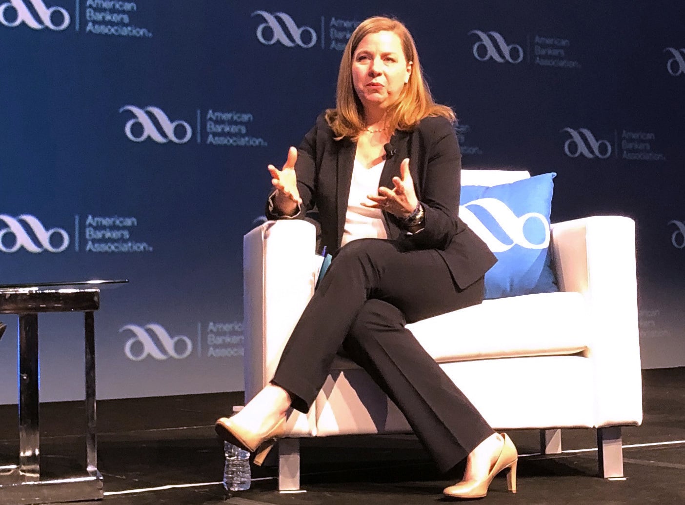 U.S. Federal Reserve Governor Michelle Bowman gives her first public remarks as a Fed policymaker at an American Bankers Association conference in San Diego, California, U.S., February 11 2019. 