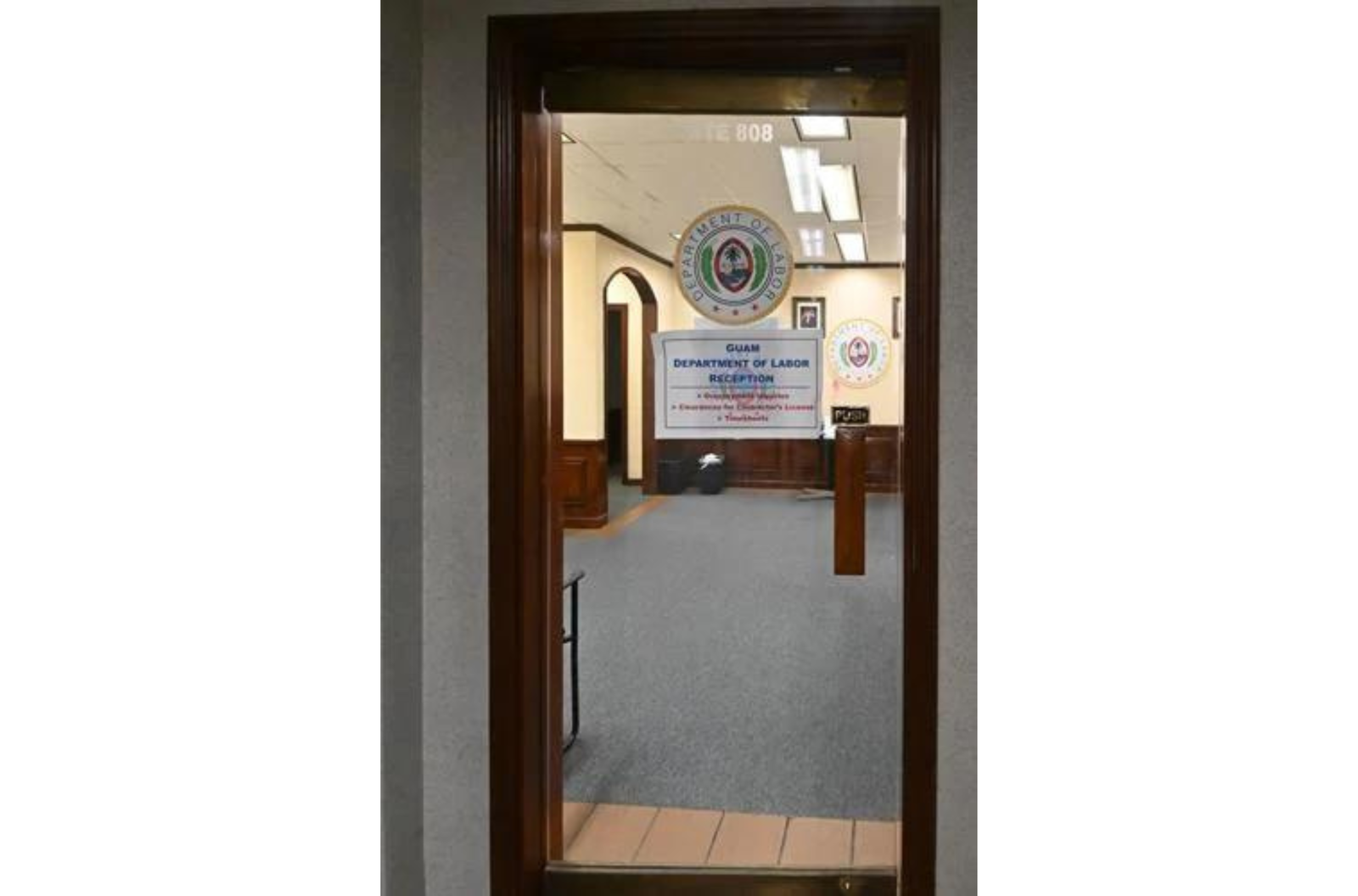 The Guam Department of Labor director's office on Thursday, Aug. 17, 2023, on the eighth floor of the GCIC Building in Hagåtña.