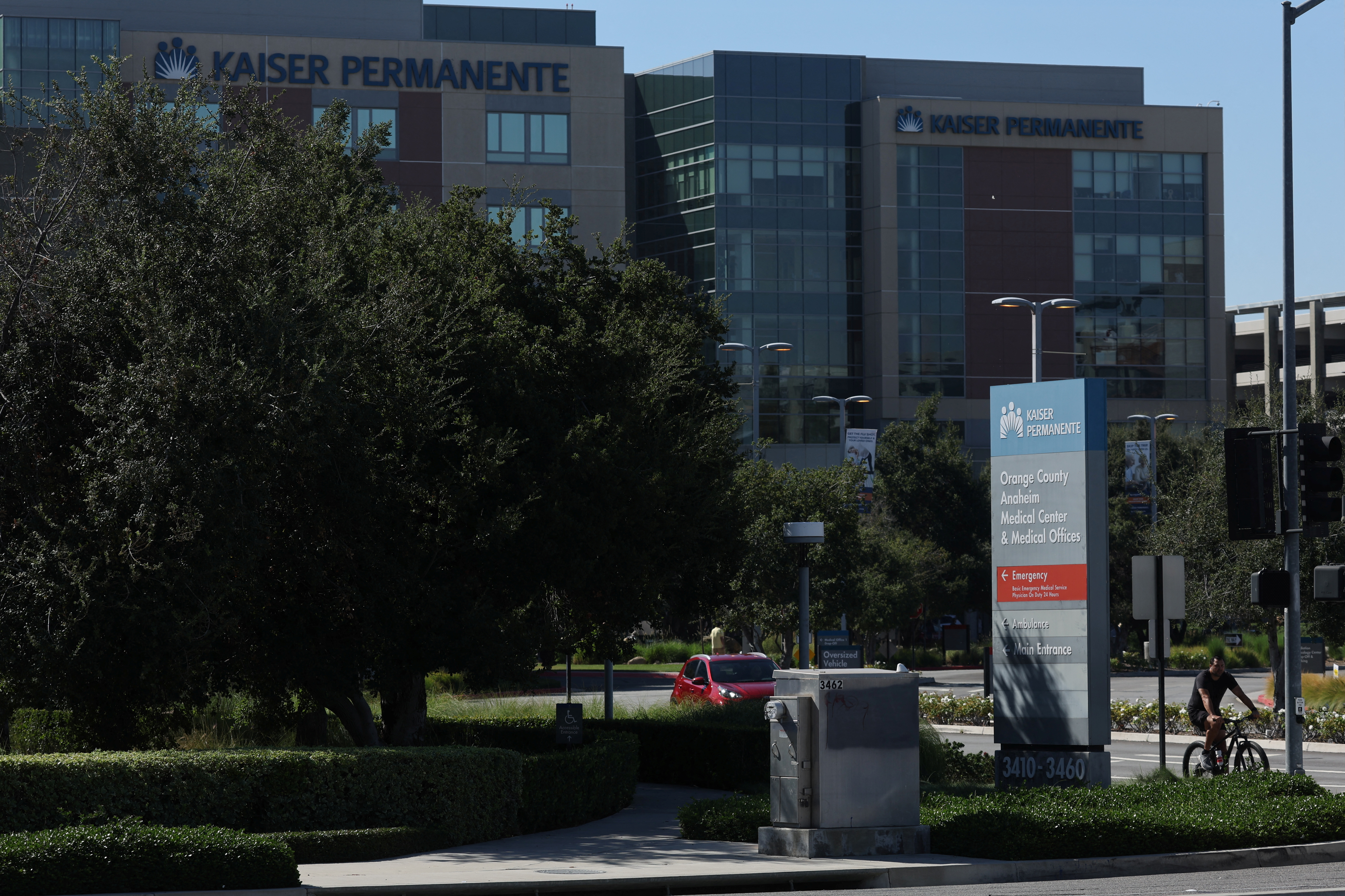 A Kaiser Permanente health care center is pictured in Anaheim, California, U.S., October 3, 2023 as more than 75,000 Kaiser Permanente healthcare workers could go on strike from Oct. 4 to Oct. 7 across the United States. 