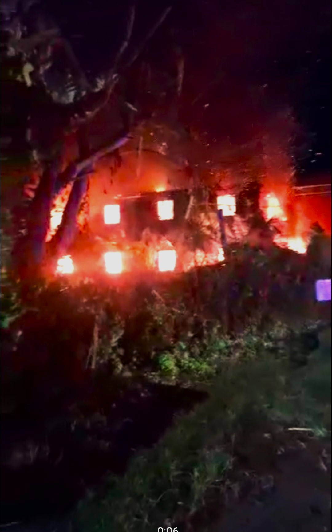 The former Joeten apartment building in Chalan Kanoa is fully engulfed with fire early Saturday morning.