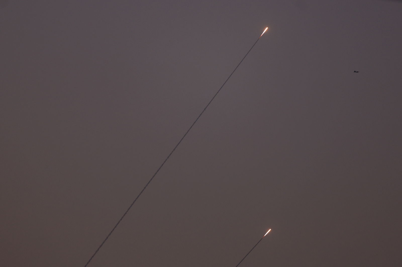 A view shows rockets launched from Gaza, as seen from Israel's border with Gaza, in southern Israel, October 28, 2023. 