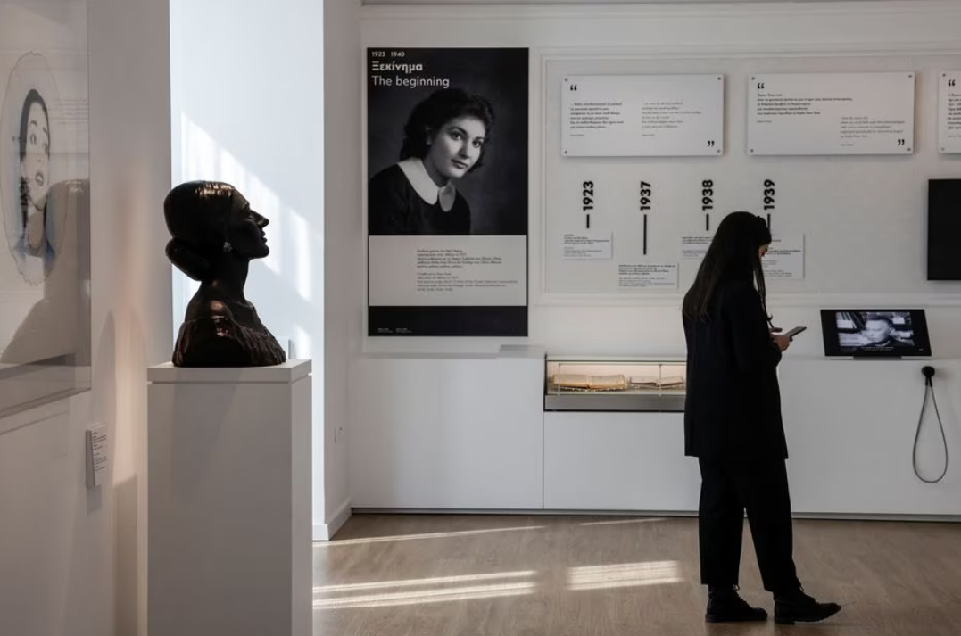 A woman walks in the museum dedicated to the Greek-American opera diva Maria Callas, during a press preview on the eve of its official opening in Athens, Greece, Oct. 25, 2023.