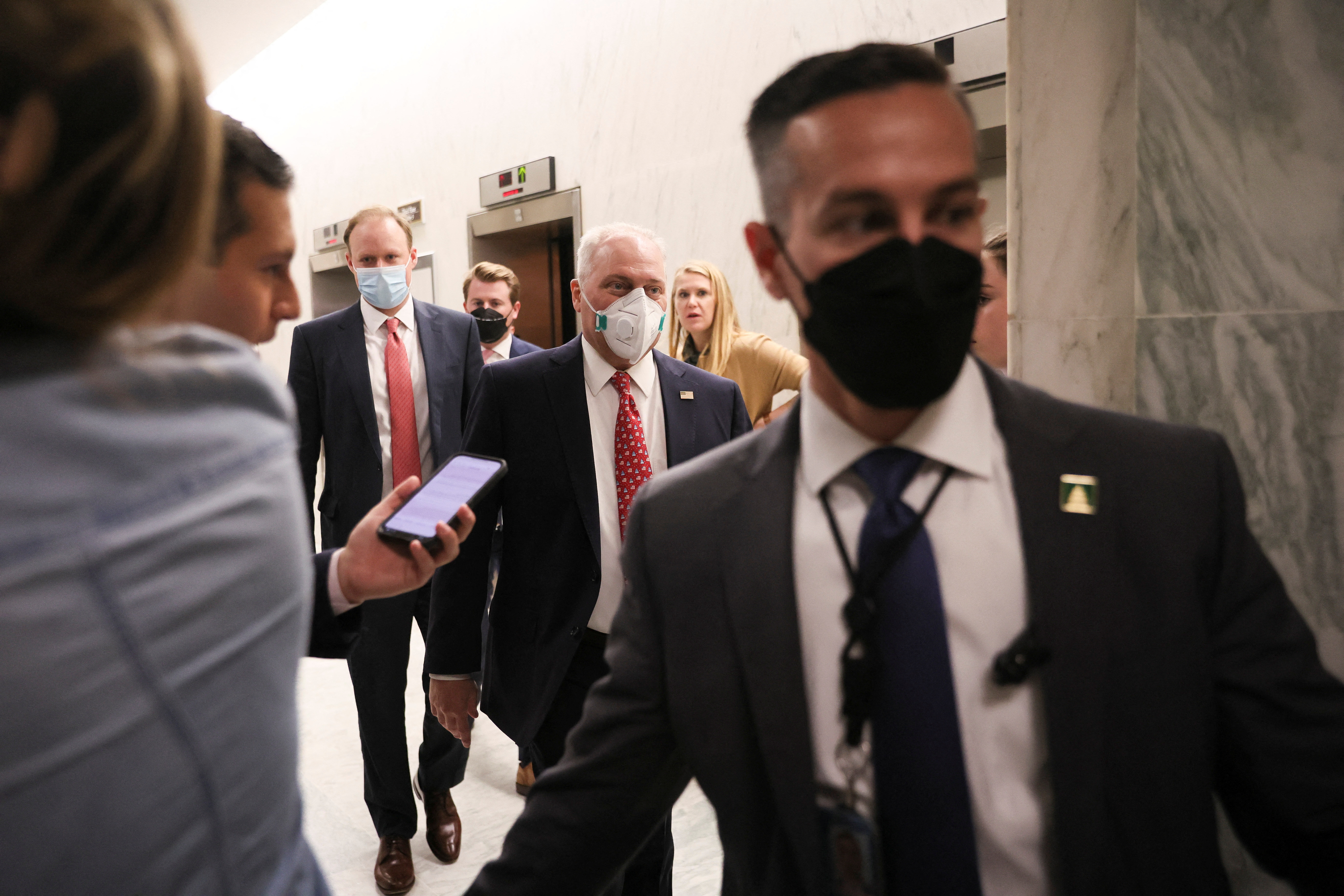 U.S. House Majority Leader and candidate for next U.S. Speaker of the House Steve Scalise (R-LA) arrives for a meeting with members of Florida's House of Representatives, after Kevin McCarthy was ousted as House speaker, at the U.S. Capitol in Washington, U.S., October 10, 2023. 