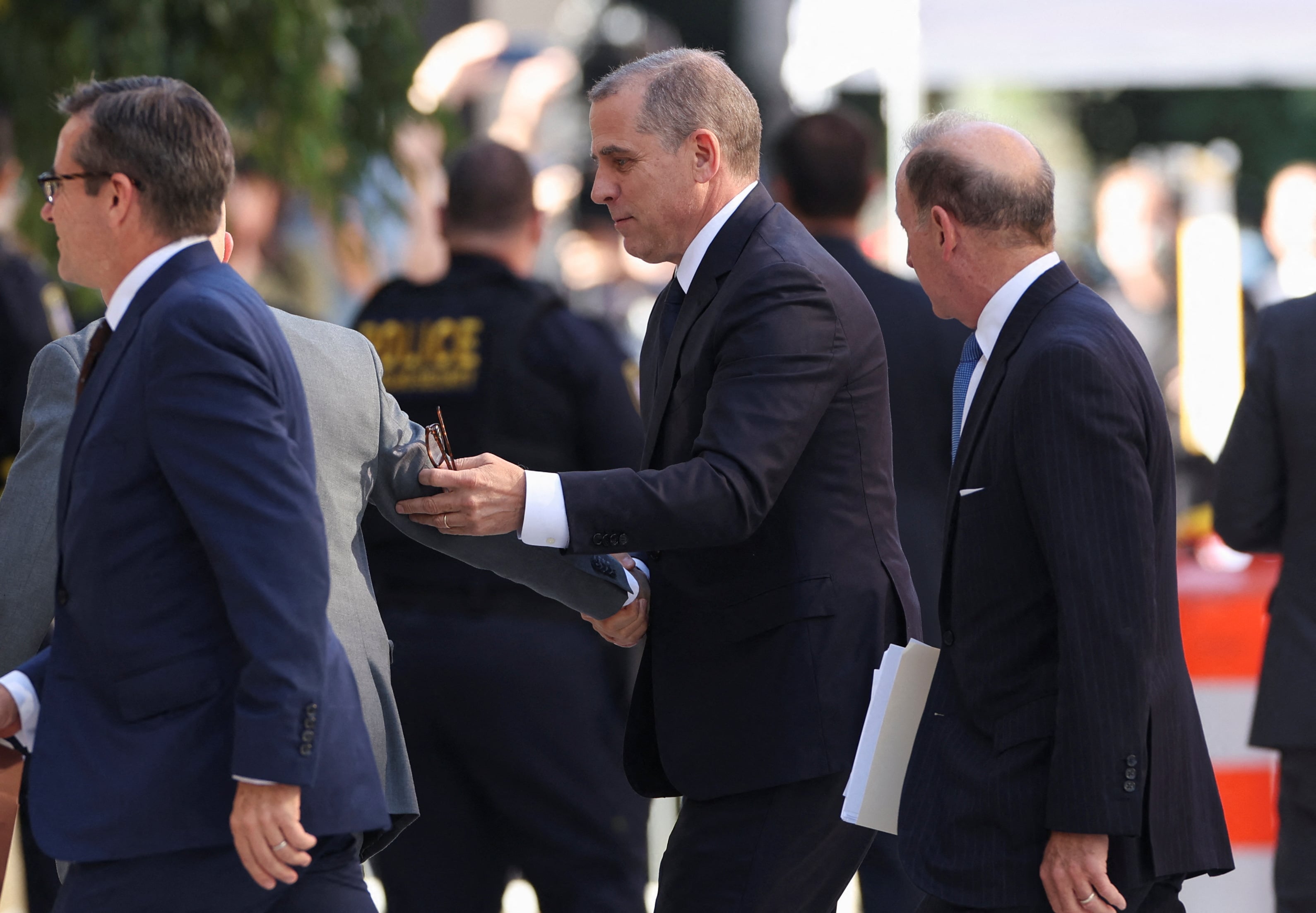 U.S. President Joe Biden's son, Hunter Biden, arrives to appear in a federal court on gun charges in Wilmington, Delaware, U.S., October 3, 2023. 