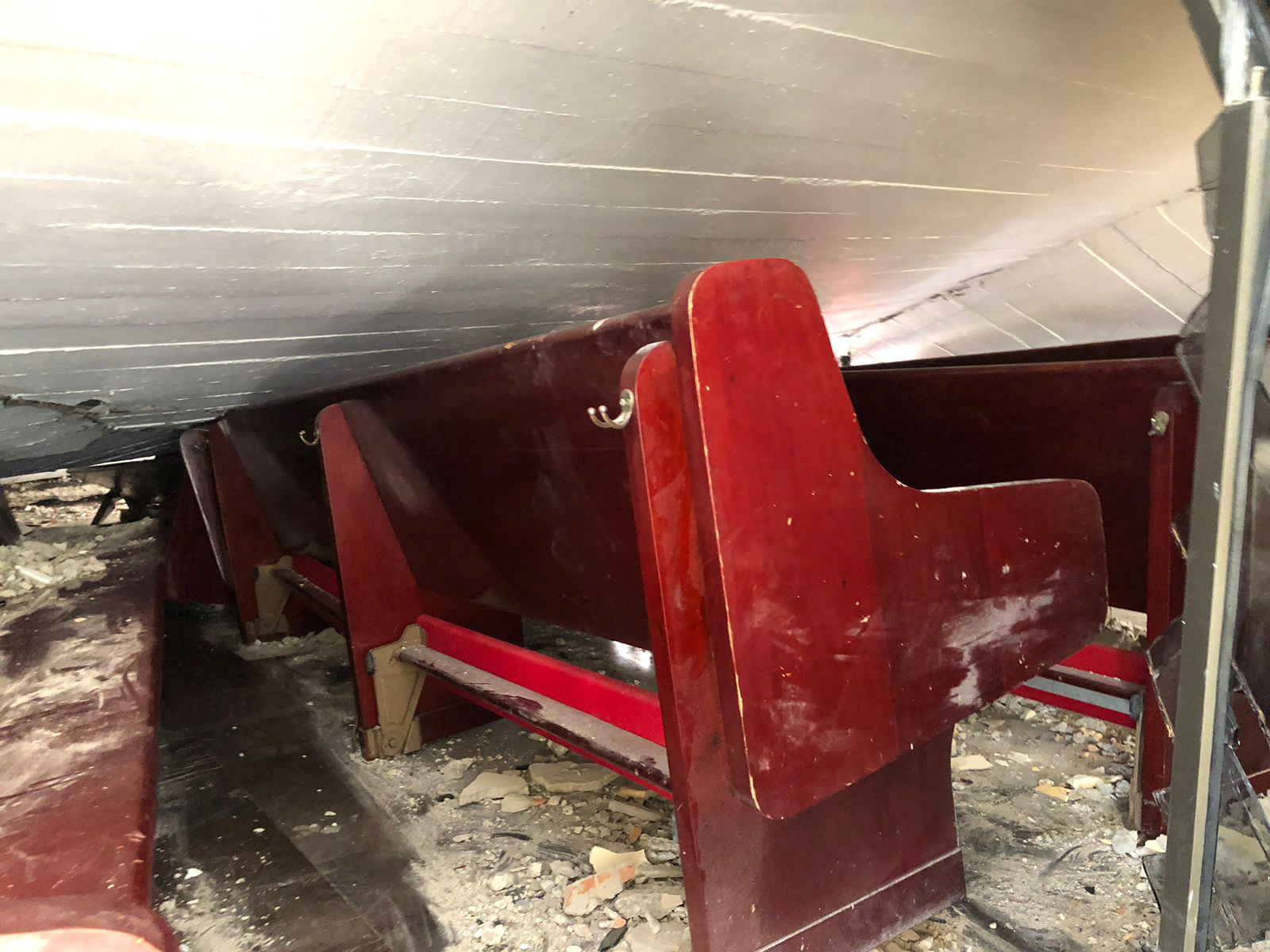 A general view shows part of a site where a church roof collapsed during Sunday mass in Ciudad Madero, in Tamaulipas state, Mexico in this handout picture distributed to Reuters on October 1, 2023. 