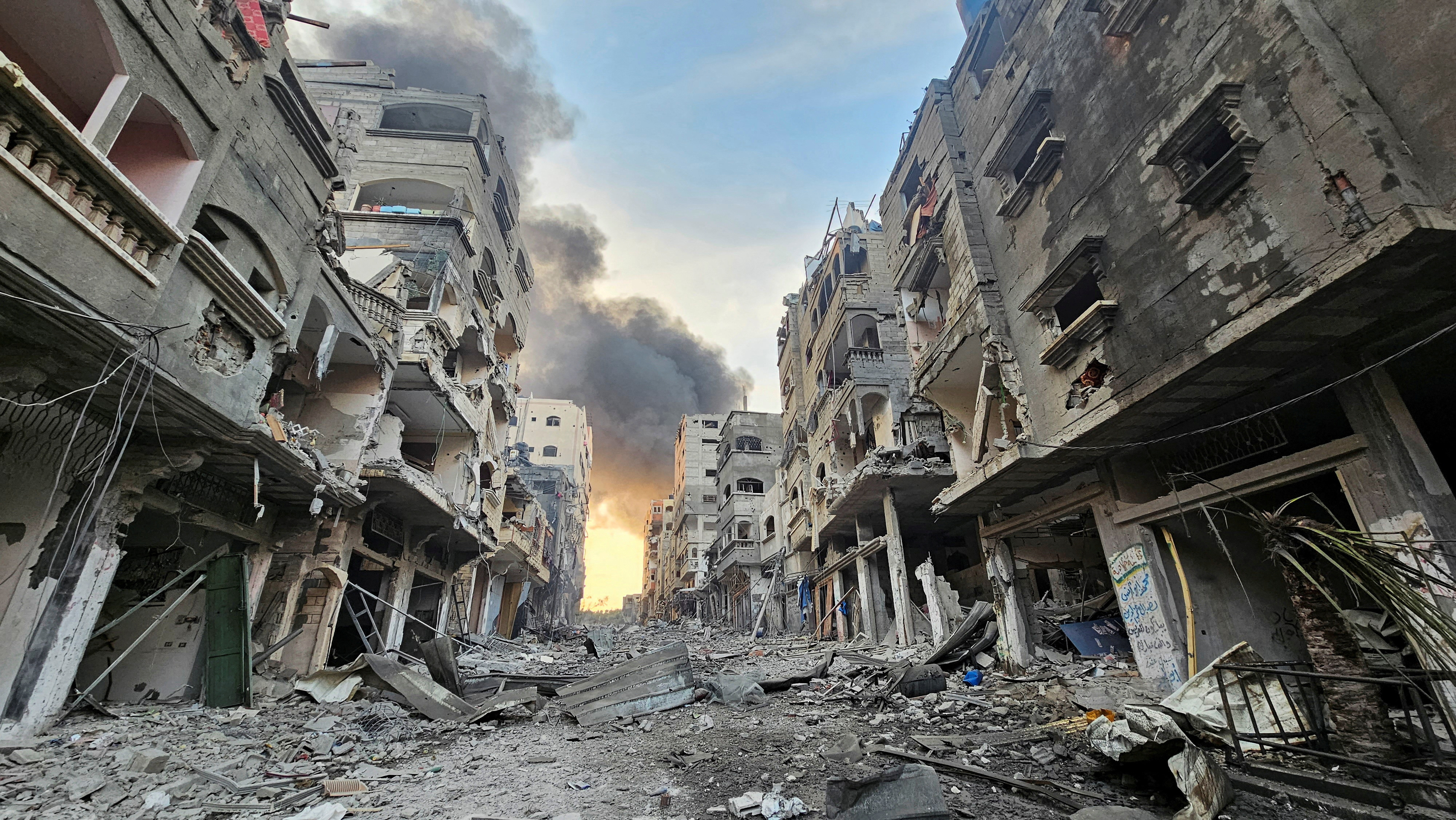 A view shows houses and buildings destroyed in Israeli strikes, in Jabalia in the northern Gaza Strip, October 11, 2023. 
