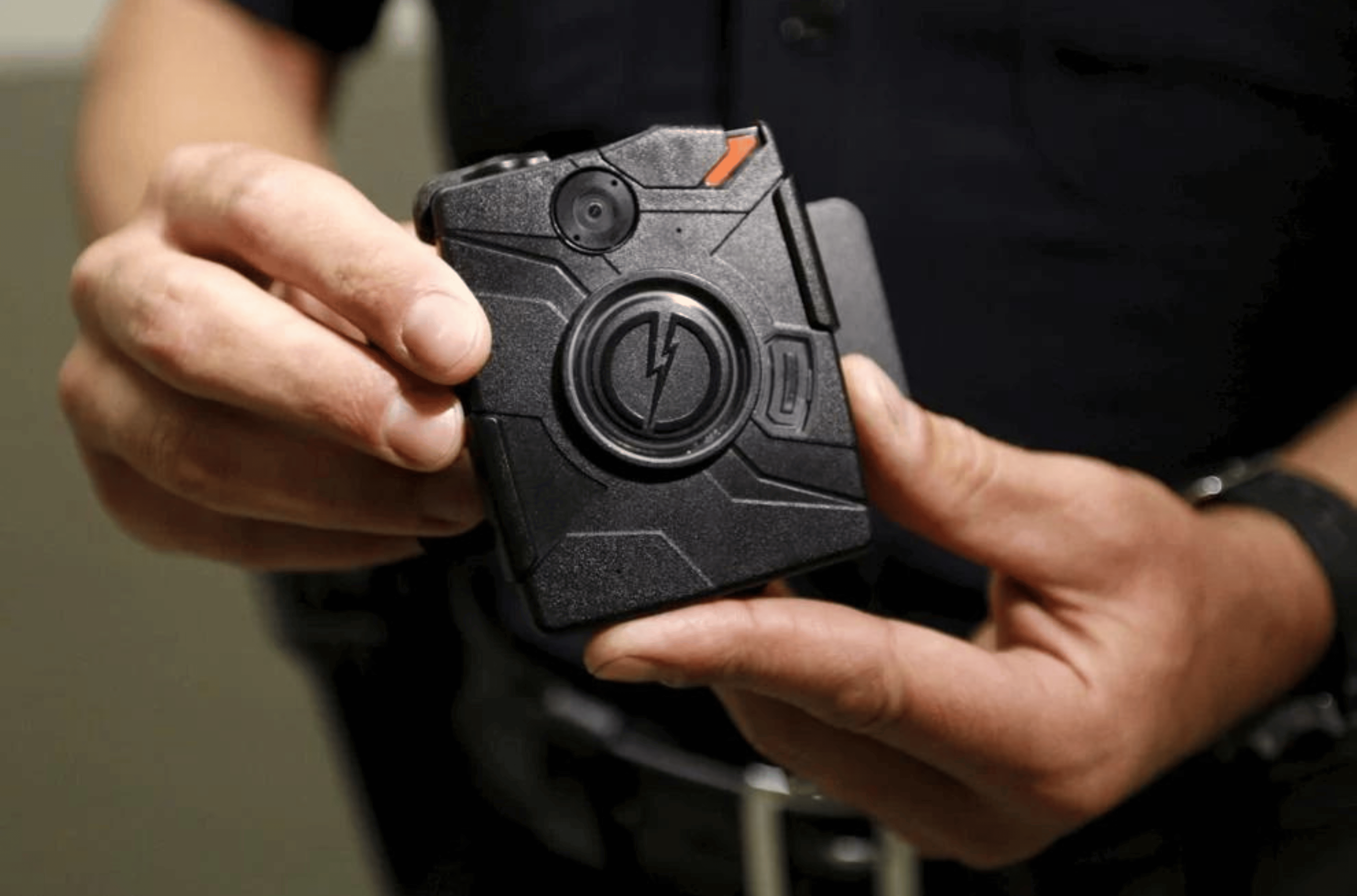 An example of a body-worn camera is shown during a media event hosted by the Los Angeles Police Department. Reuters