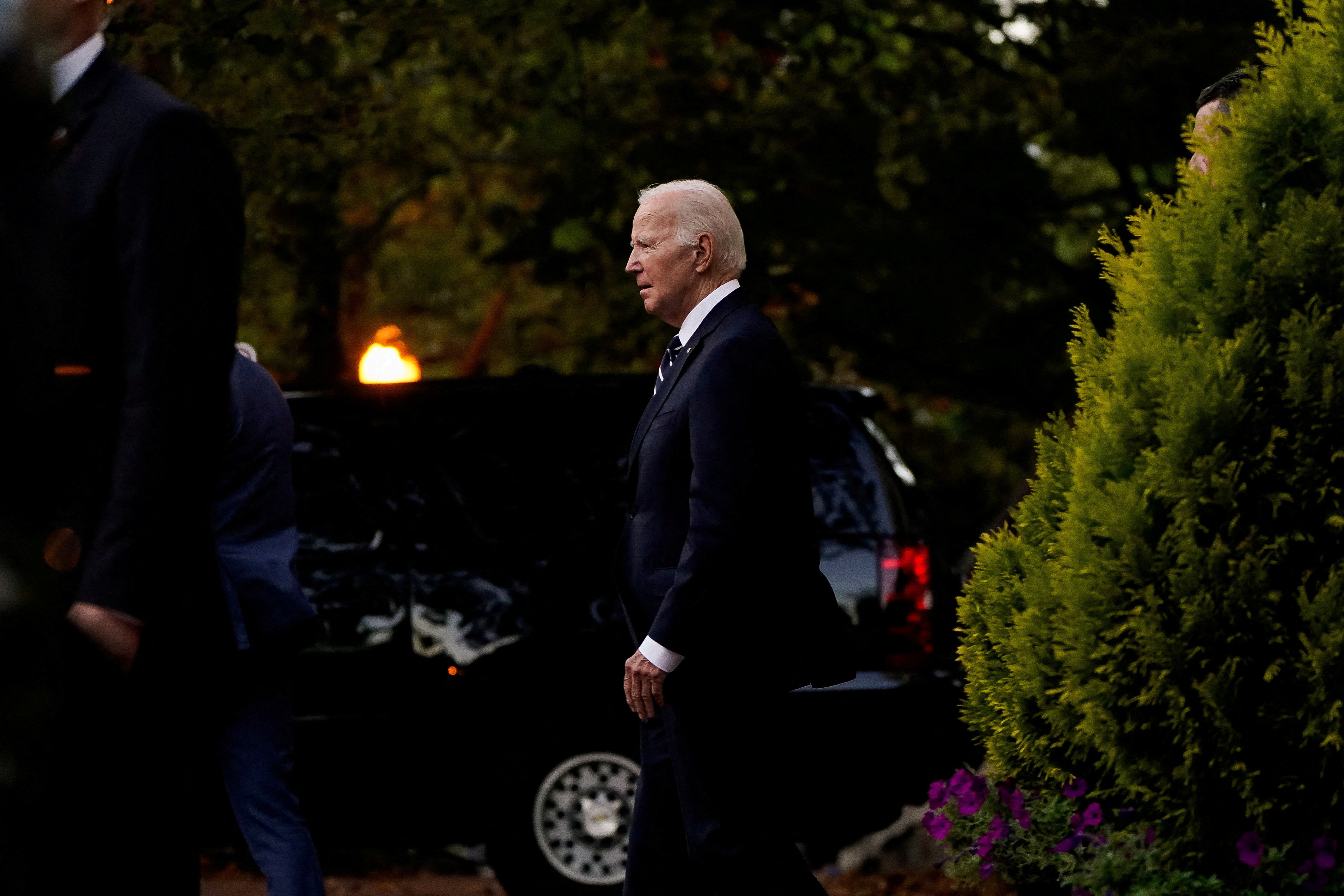 U.S. President Joe Biden leaves Mass at Holy Trinity Catholic Church in Washington, U.S., October 7, 2023. 