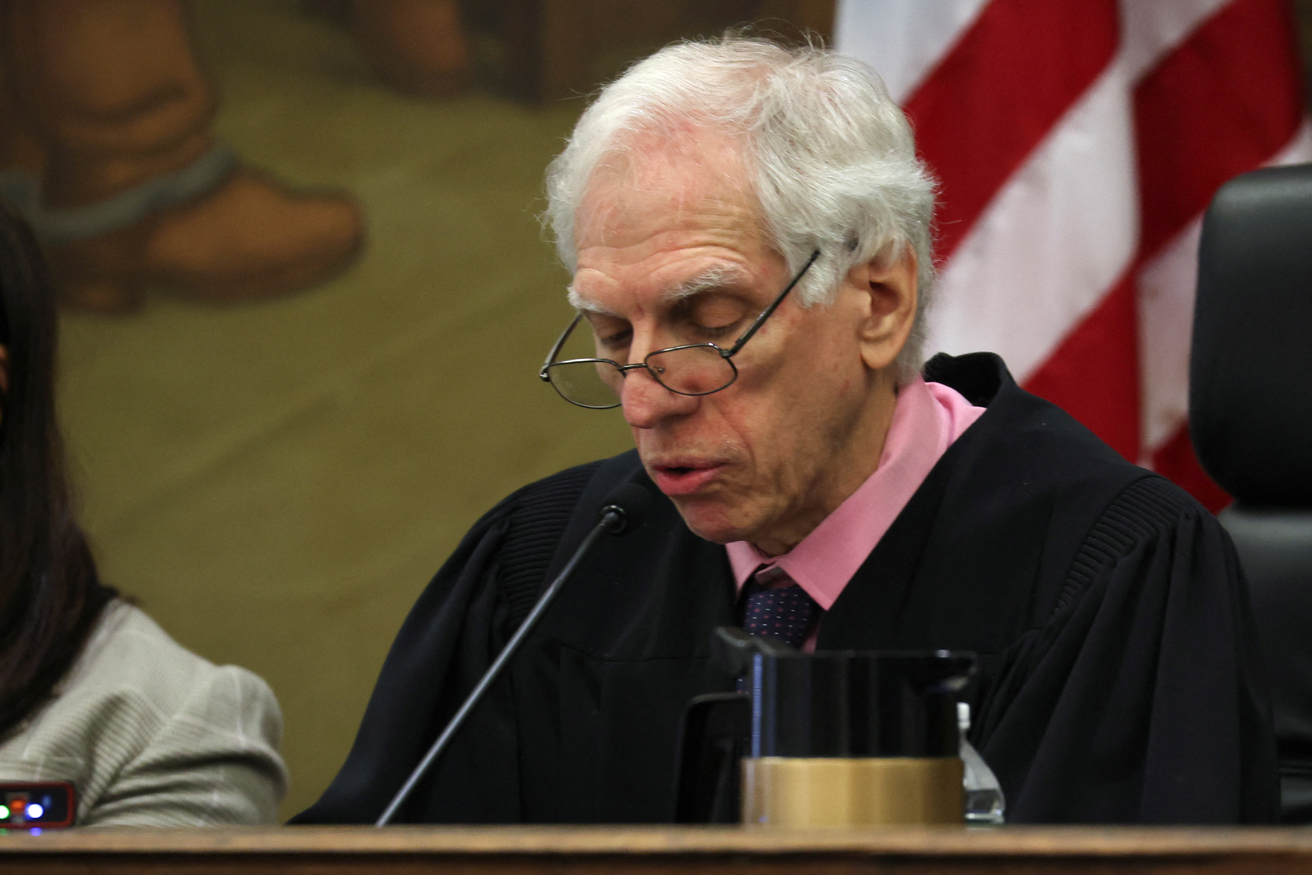 Justice Arthur Engoron speaks during the trial of former U.S. President Donald Trump, his adult sons, the Trump Organization and others in a civil fraud case brought by state Attorney General Letitia James, at a Manhattan courthouse, in New York City, U.S., October 3, 2023. 