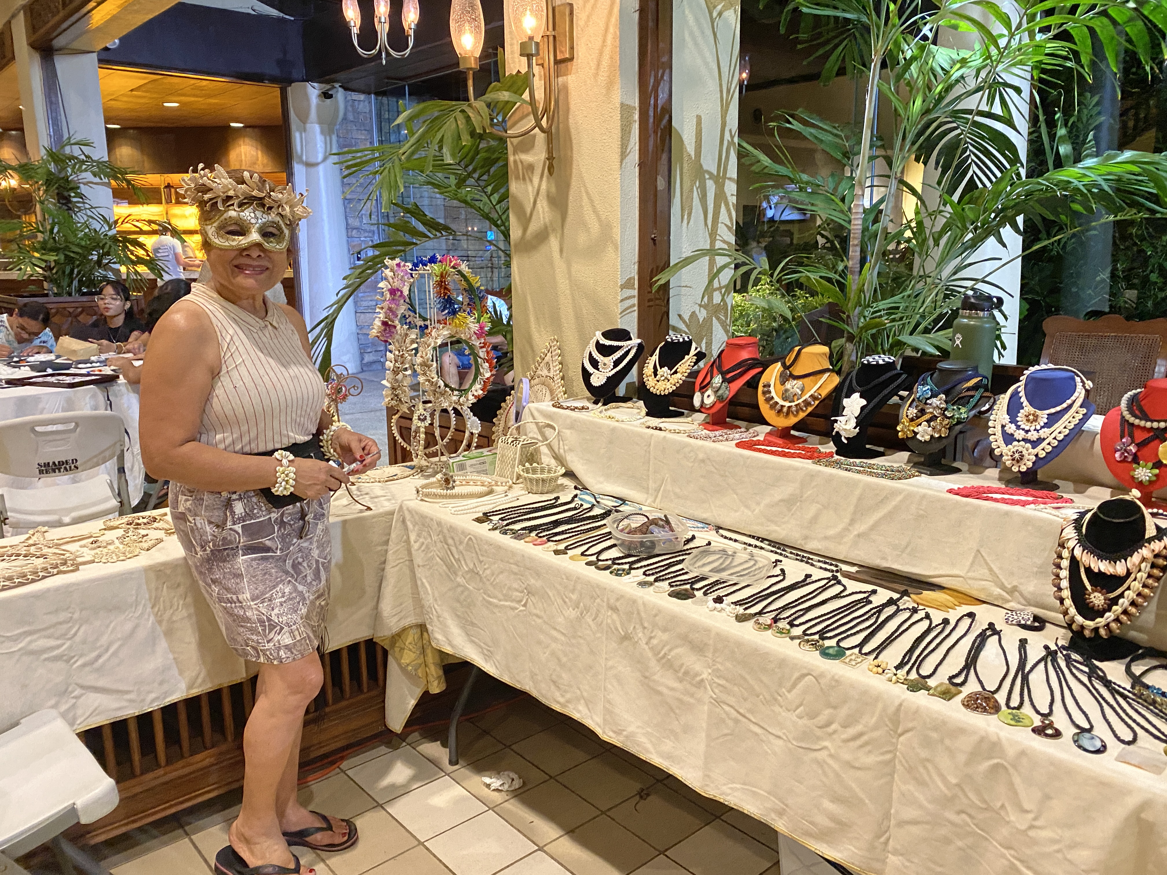 Tokie Mojica and her traditional crafts at the Halloween-themed Mini Night Market at Aqua Resort Club on Oct. 26, 2023.