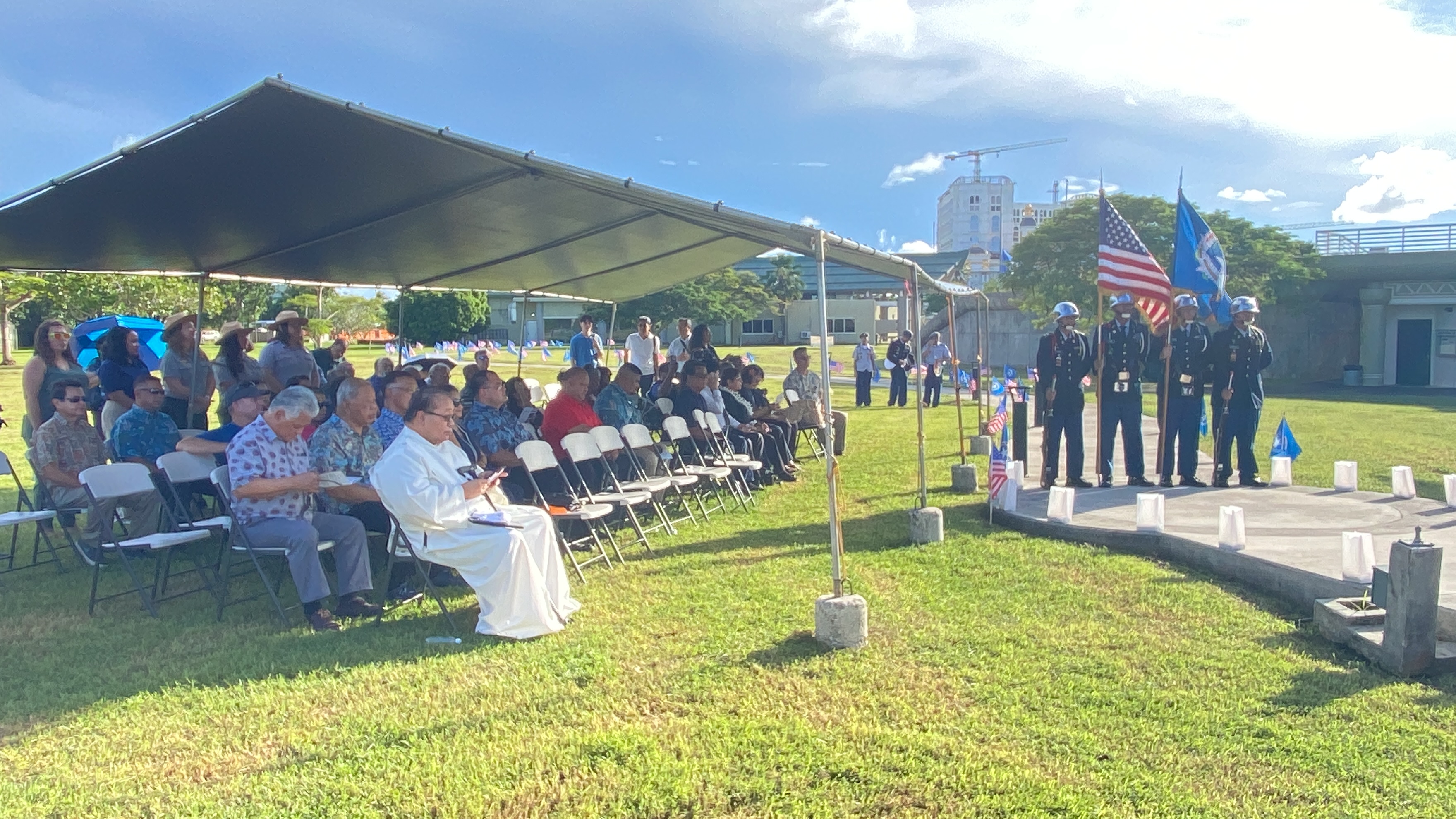 Community members and leaders gather at the Marianas Memorial Courtyard on Oct. 27 at American Memorial Park.