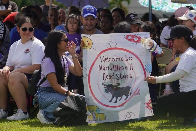 Hundreds of preschoolers and their parents gather Friday, Oct. 20, 2023, on the Adelup lawn to celebrate the declaration of the month of October as Head Start Awareness Month.
