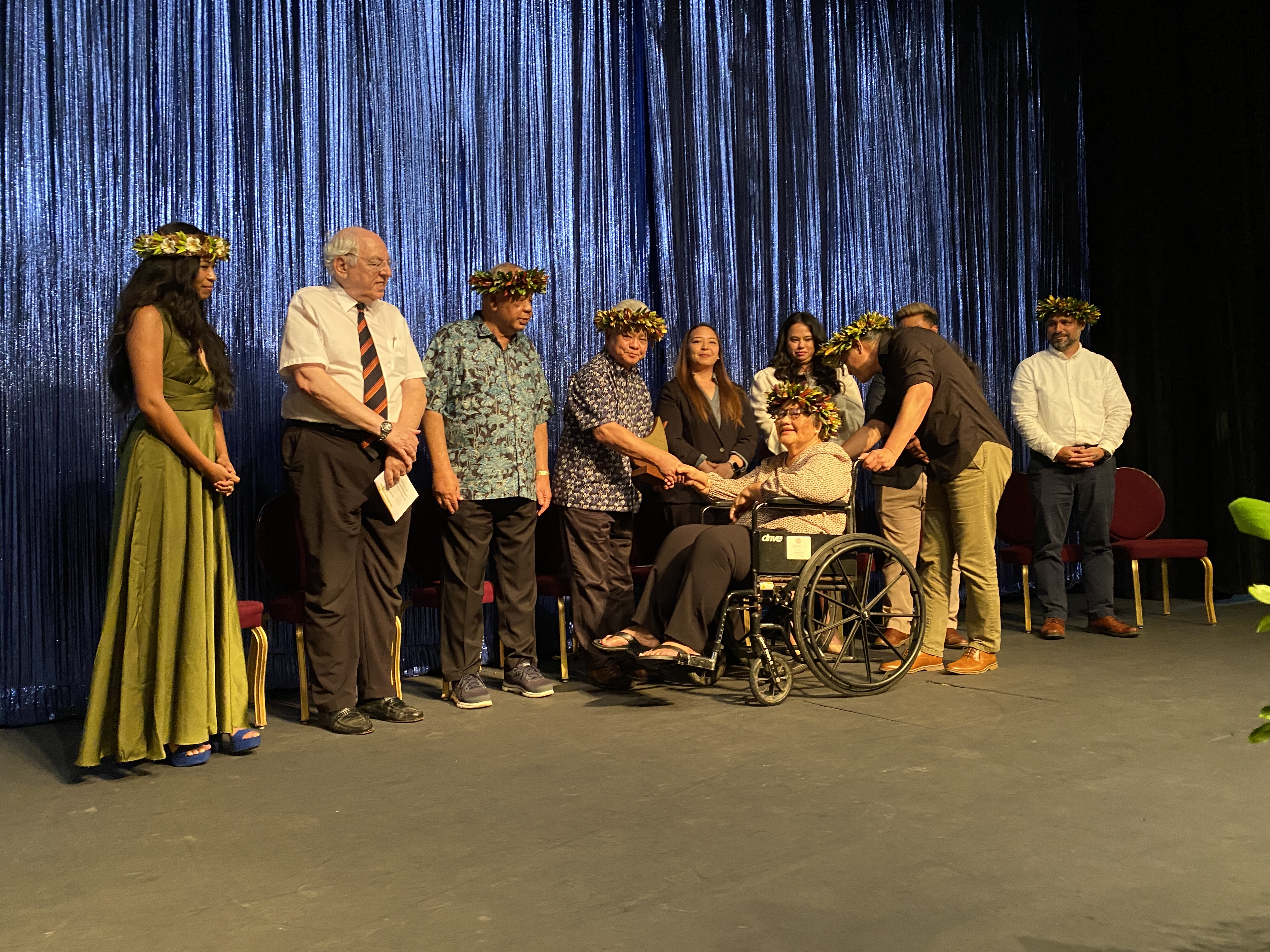 Carmen Taimanao receives the award for "Outstanding Humanities Teacher in a Non-Classroom Setting."