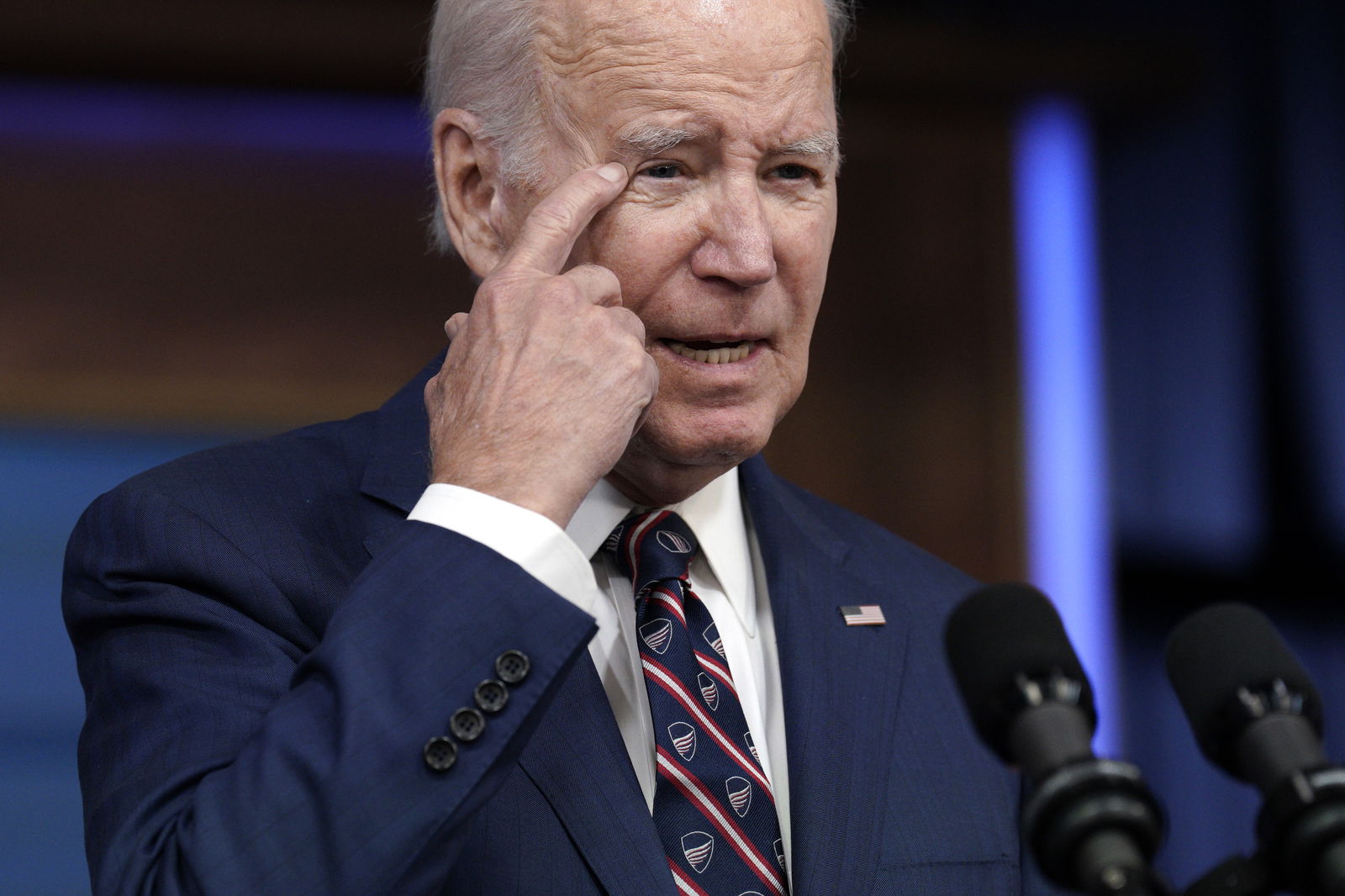 US President Joe Biden delivers remarks on Investing in America from the South Court Auditorium at the White House in Washington on October 23, 2023. Photo by Yuri Gripas/ABACAPRESS.COM