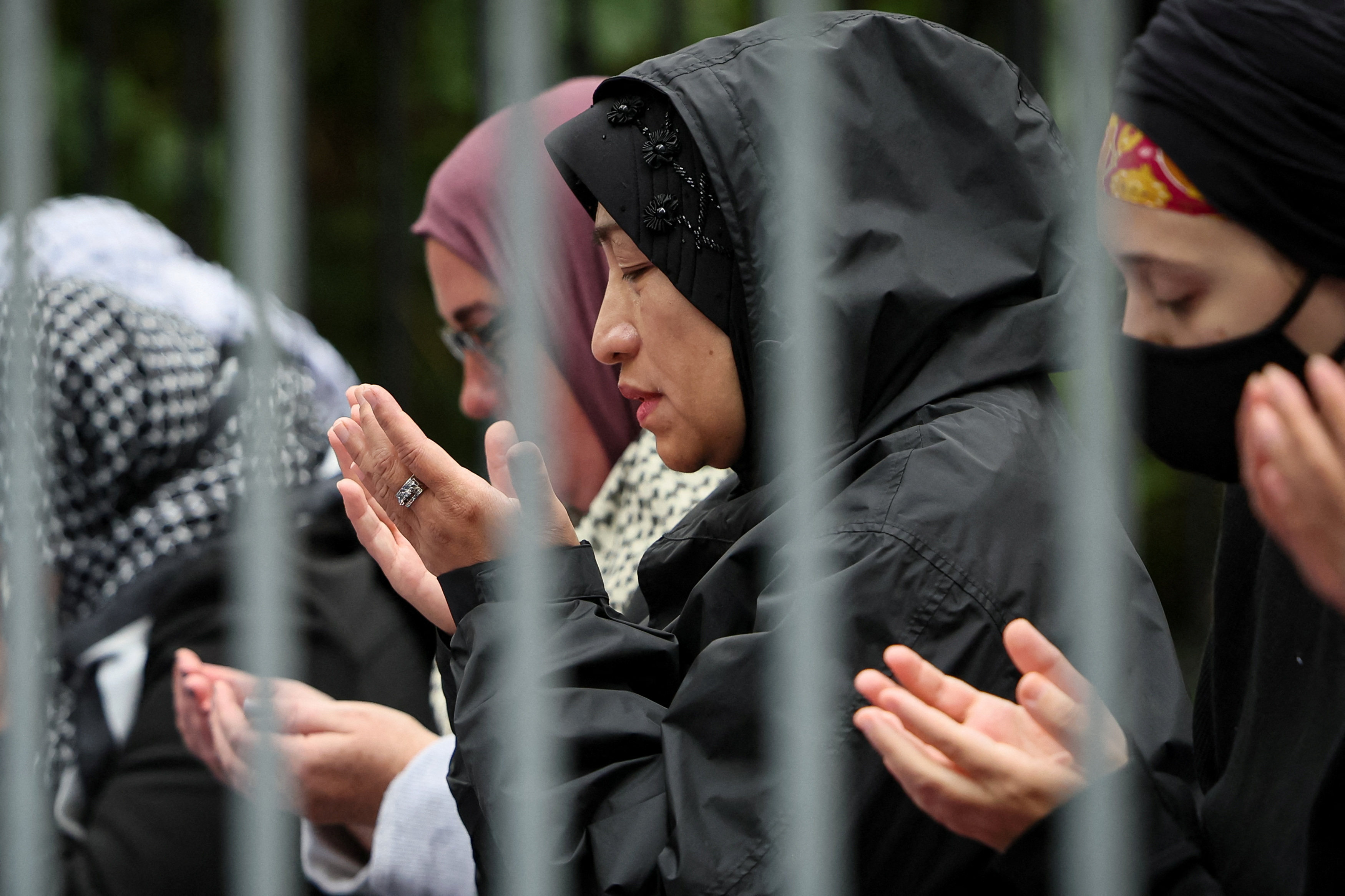 People attend a communal Jumu'ah prayer and rally in support of Palestine in New York City, U.S., October 20, 2023. 