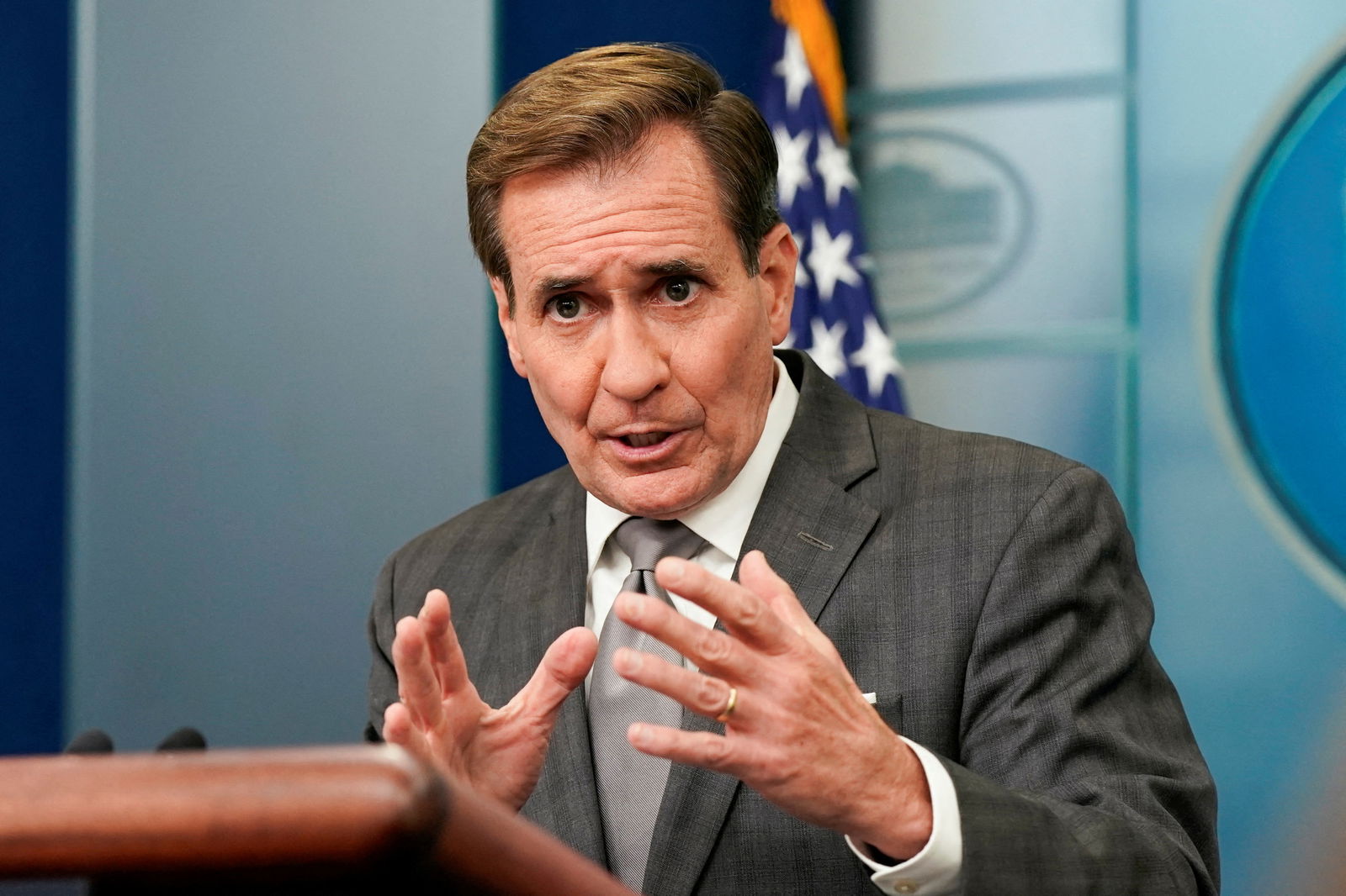U.S. White House spokesman John Kirby speaks during a press briefing at the White House in Washington, U.S., October 26, 2023. 