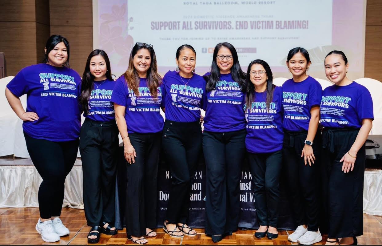 The Northern Marianas Coalition Against Domestic & Sexual Violence team members. Contact NMCADSV at (670) 234-3878 or email  info@EndViolenceNMI.org for more information or to get assistance.