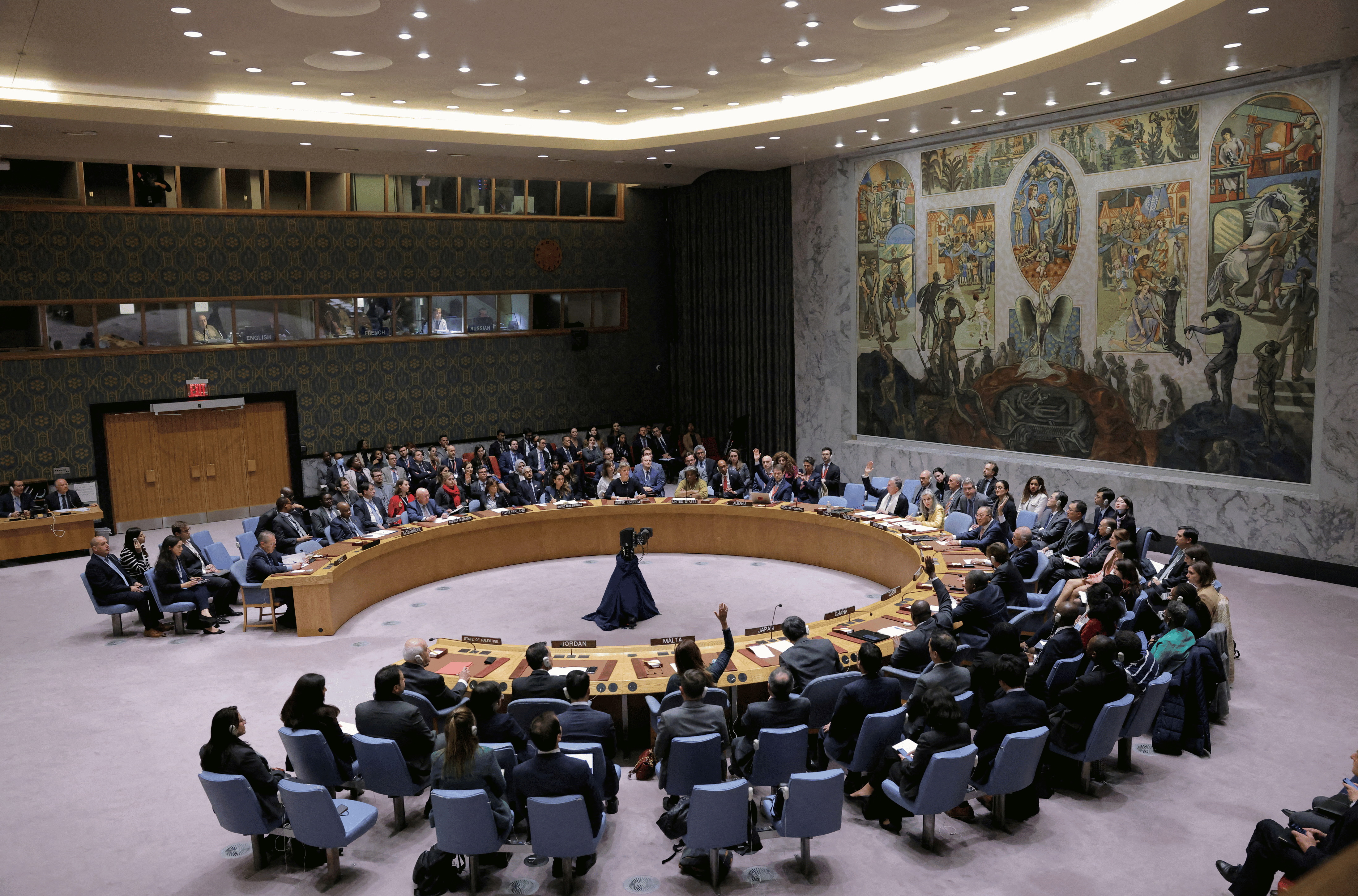 A general view during a vote at a meeting of the United Nations Security Council on the conflict between Israel and Hamas at U.N. headquarters in New York, U.S., October 16, 2023.