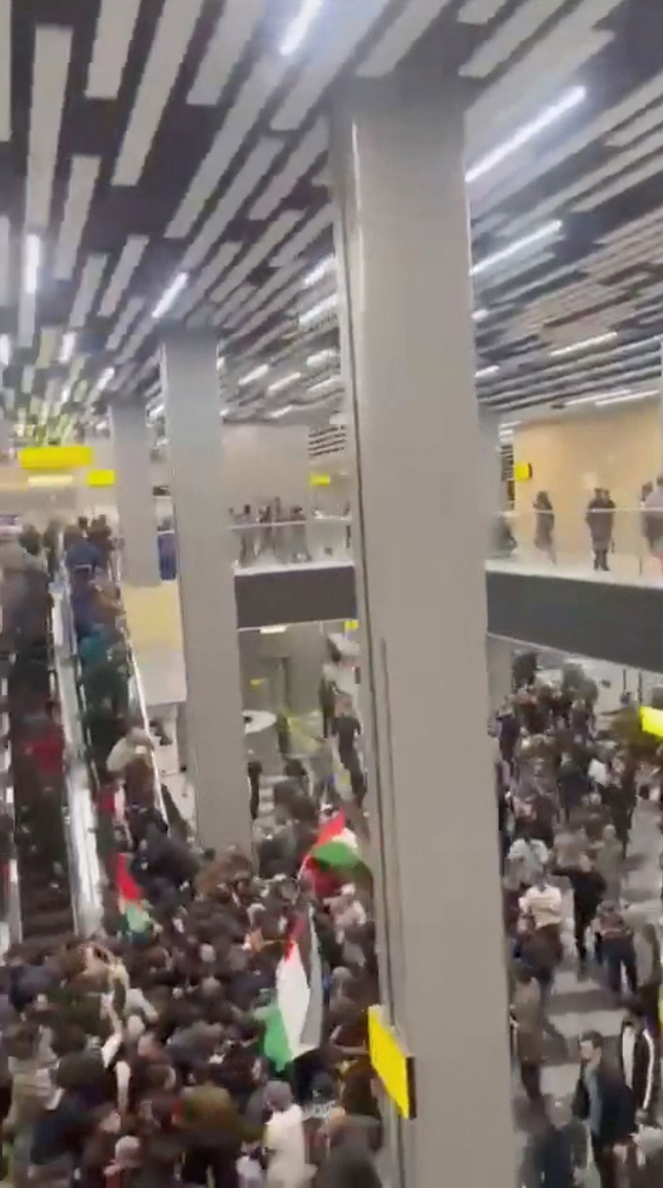 Pro-Palestinian protesters storm an airport building, in Makhachkala, Russia, October 29, 2023, in this screengrab taken from a video obtained by Reuters. 