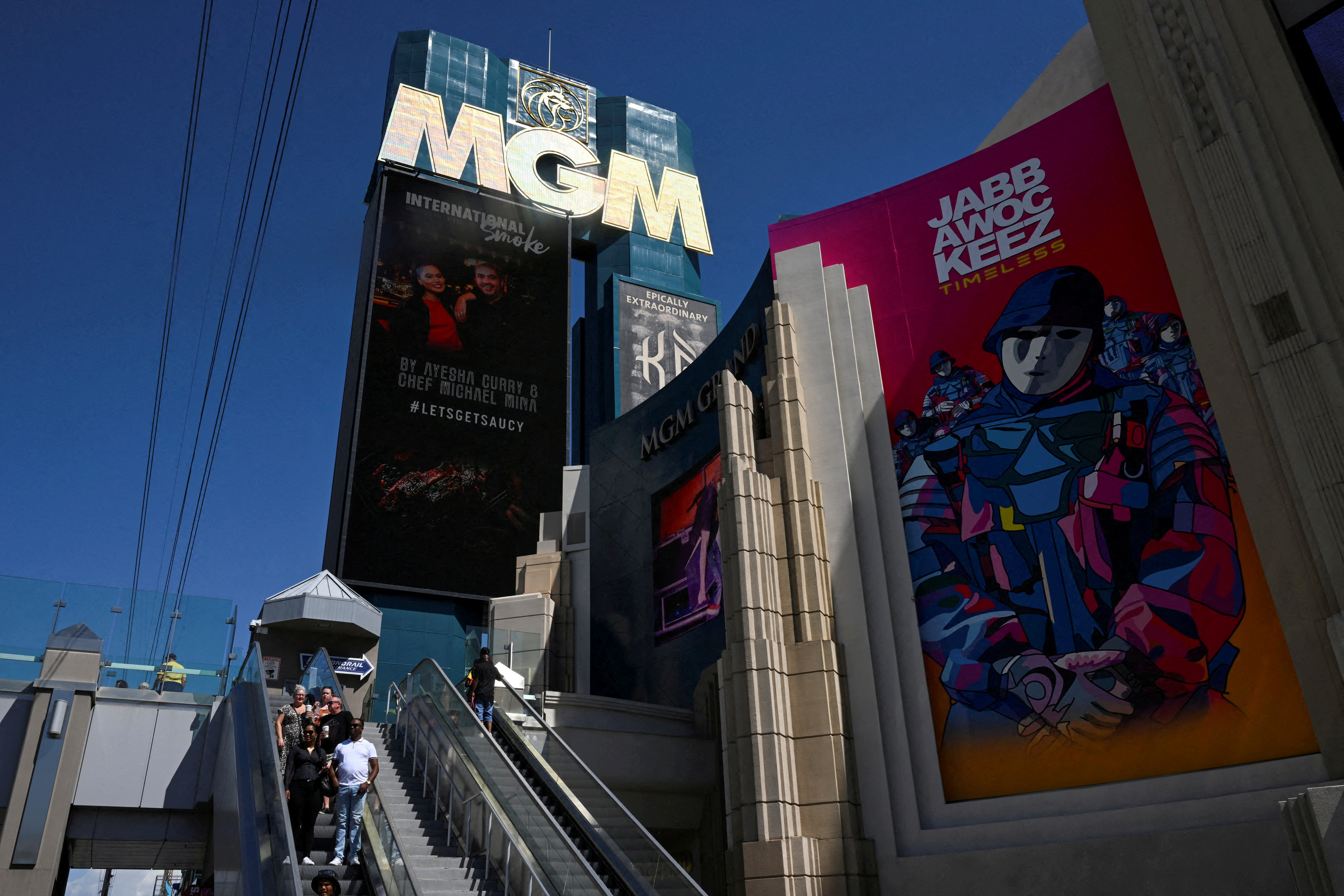 An exterior view of MGM Grand hotel and casino, after MGM Resorts shut down some computer systems due to a cyber attack in Las Vegas, Nevada, U.S., September 13, 2023. 