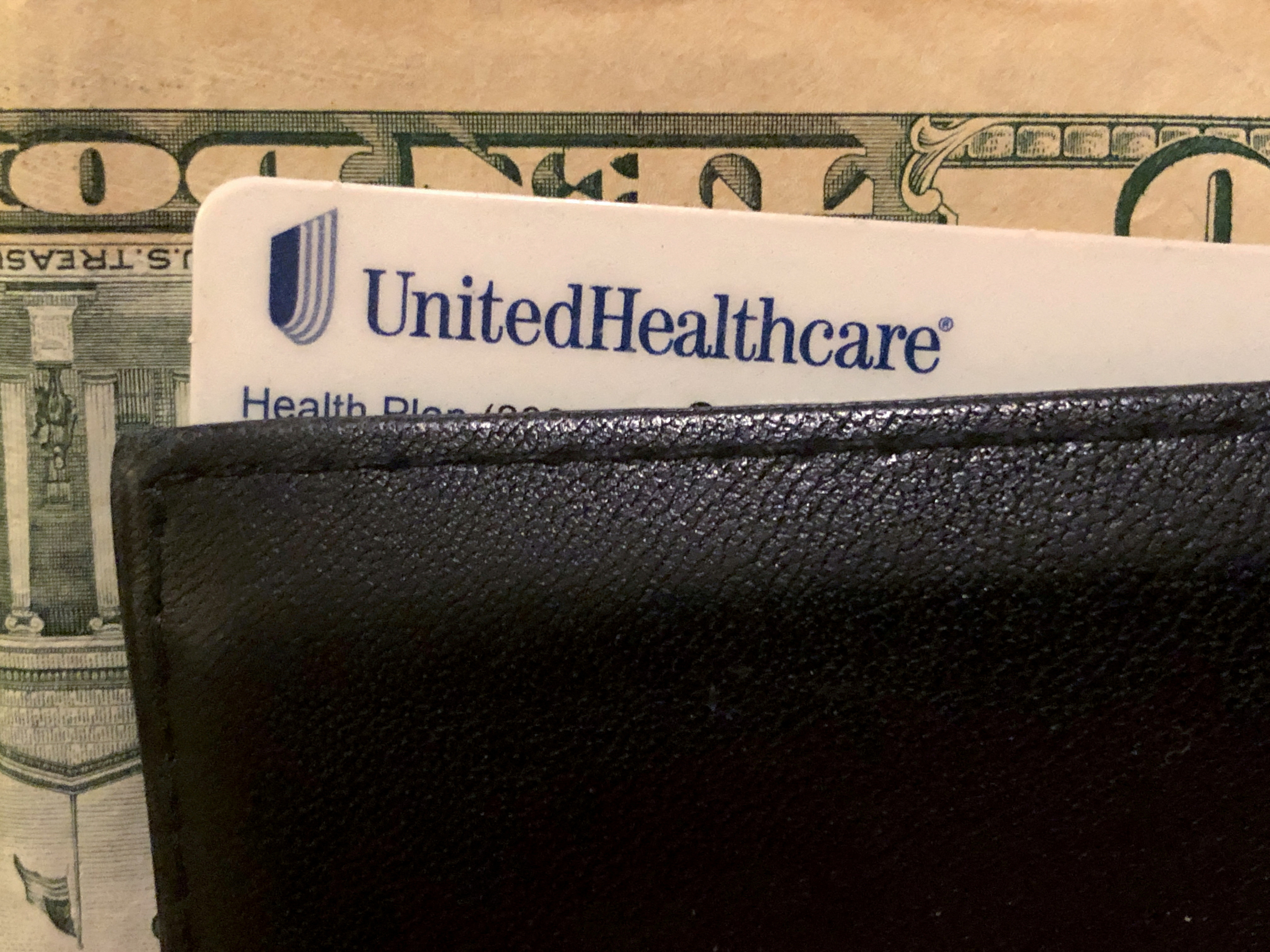 A UnitedHealth Group health insurance card is seen in a wallet in this picture illustration October 14, 2019. 