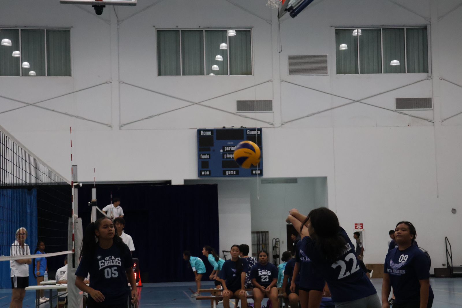 GCA returns the possession during a girls middle school division game of the NMIVA-PSS Interscholastic Volleyball League SY23-24 at the Marianas High School gym on Tuesday.