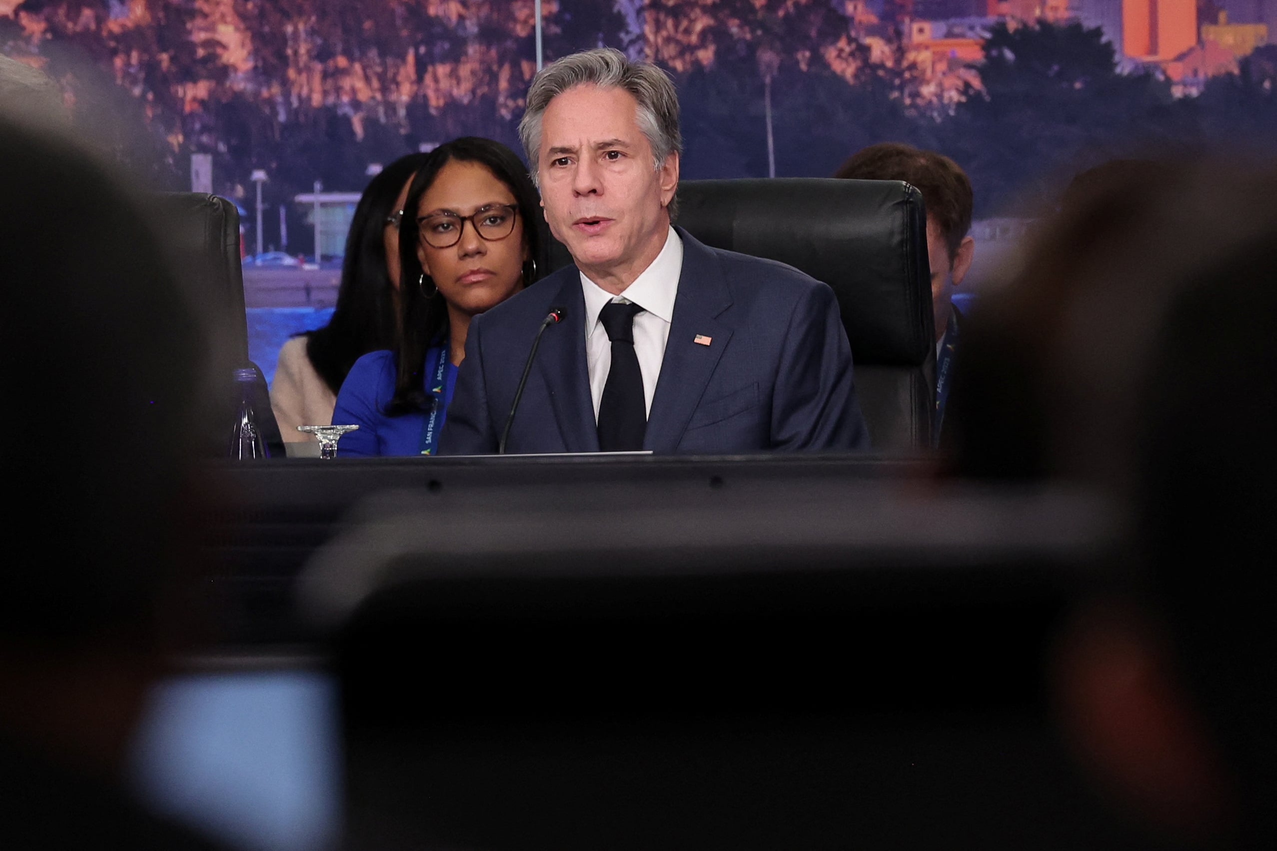 U.S. Secretary of State Antony Blinken speaks during an APEC Ministerial Meeting (AMM) Opening Session in San Francisco, California, U.S., November 14, 2023. 