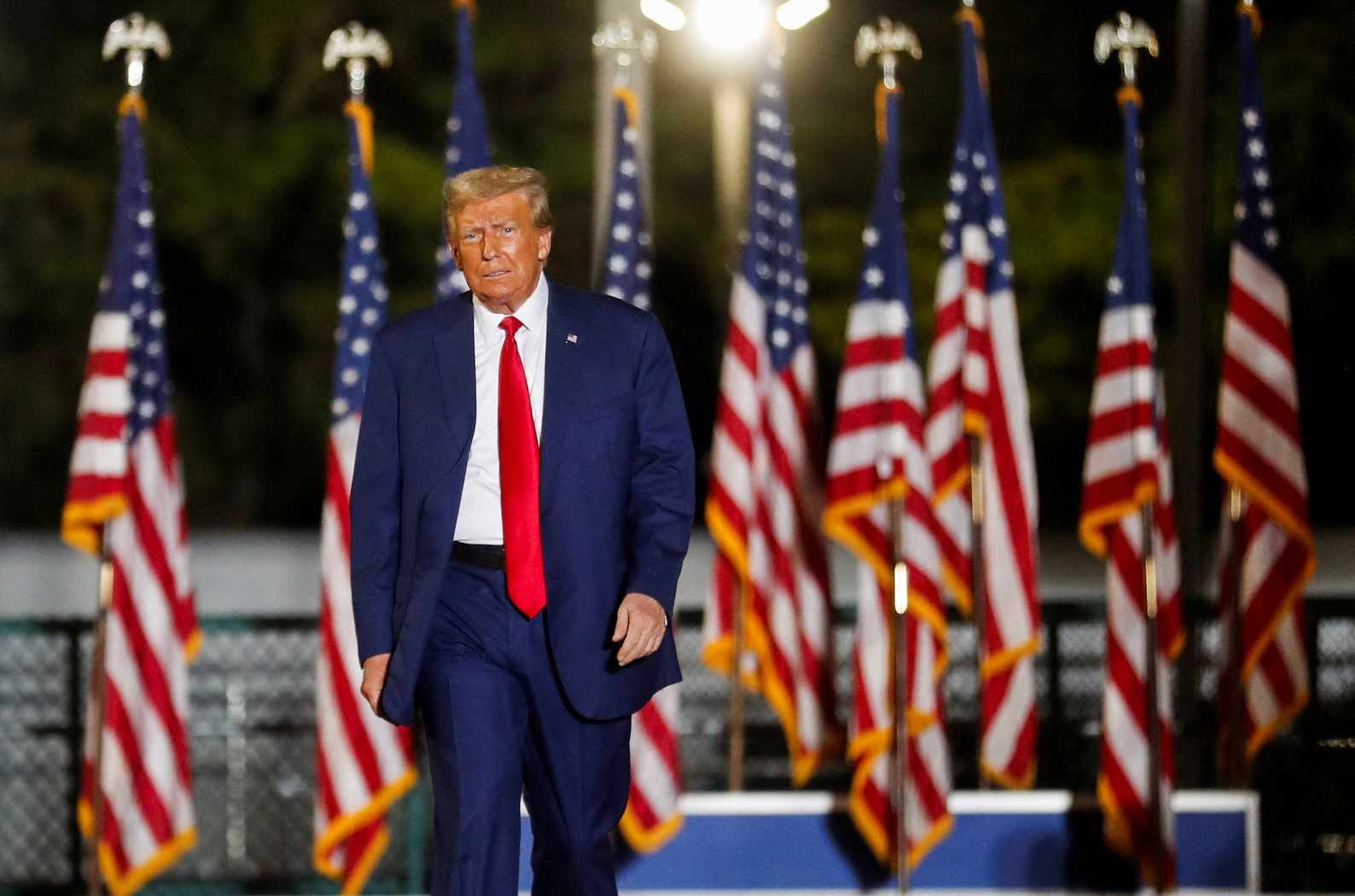 Republican presidential candidate and former U.S. President Donald Trump holds a campaign rally at Ted Hendricks Stadium in Hialeah, Florida, U.S. November 8, 2023. REUTERS/Octavio Jones