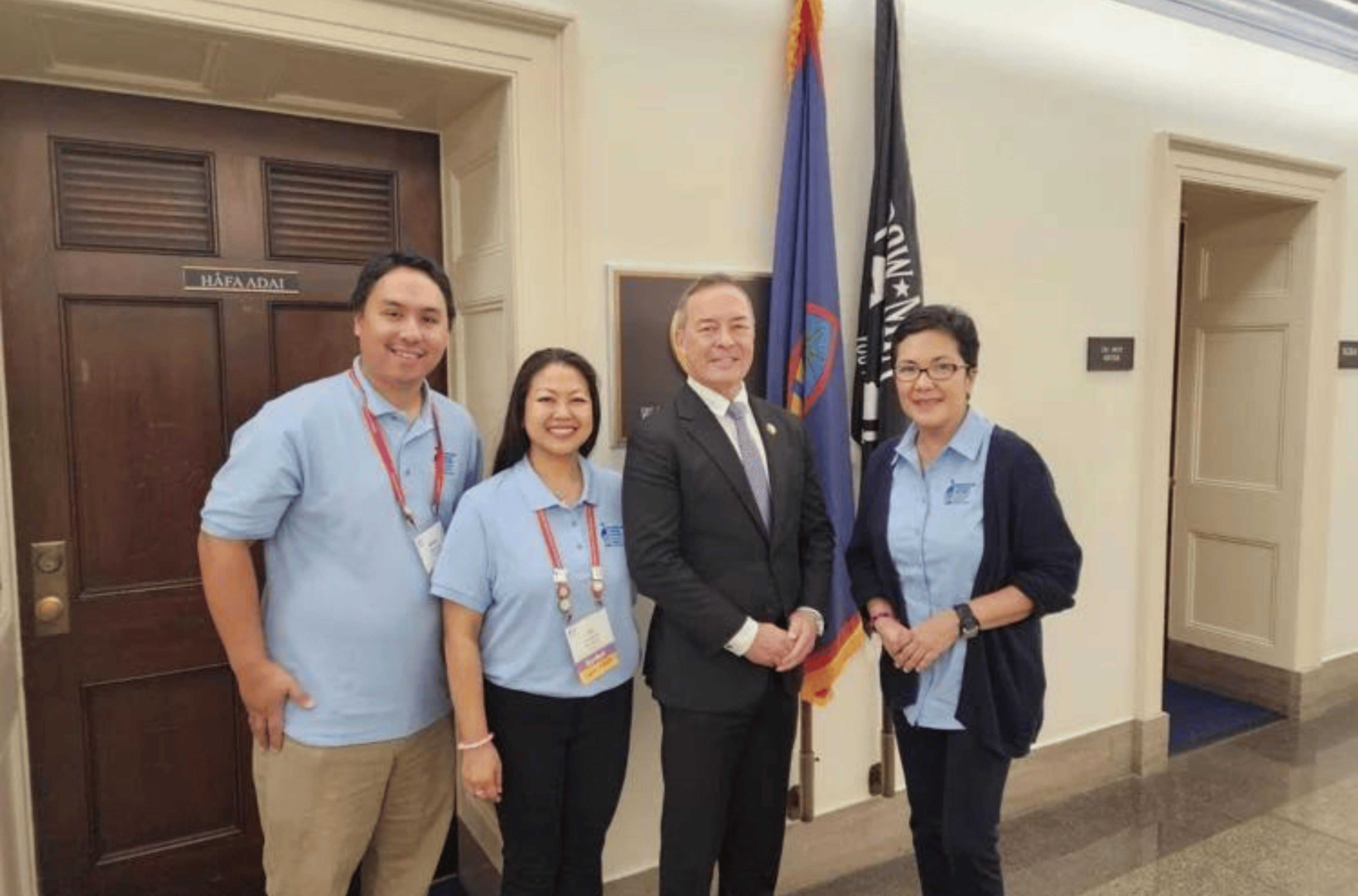 Dr. Annette M. David, right, standing with Guam Del. James Moylan and American Cancer Society Cancer Action Network Hawaii volunteers. 