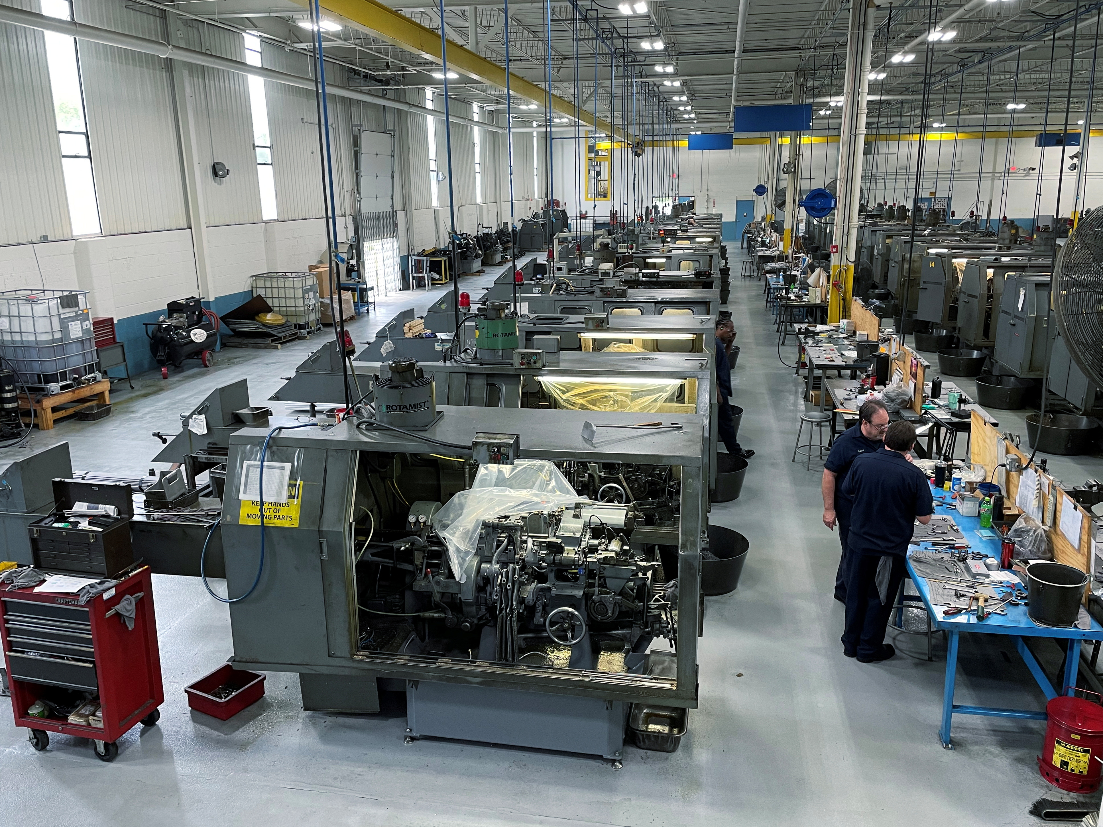 General view of metal cutting machines inside Gent Machine Co.'s 55-employee factory in Cleveland, Ohio, U.S., May 26, 2021. 