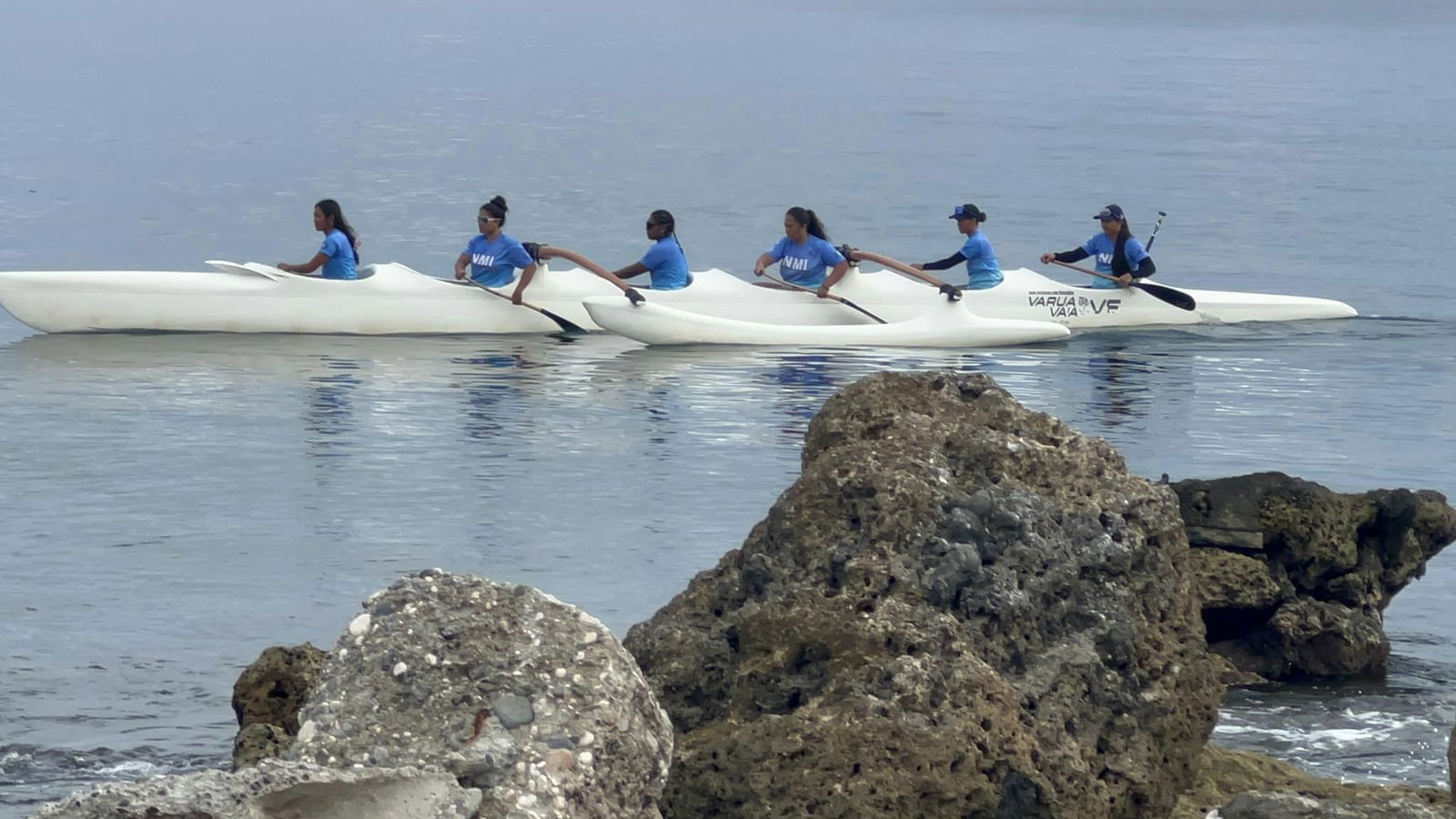 The NMI’s female paddlers in one of their training sessions at the DC Park in Honiara, the Solomon Islands last week.