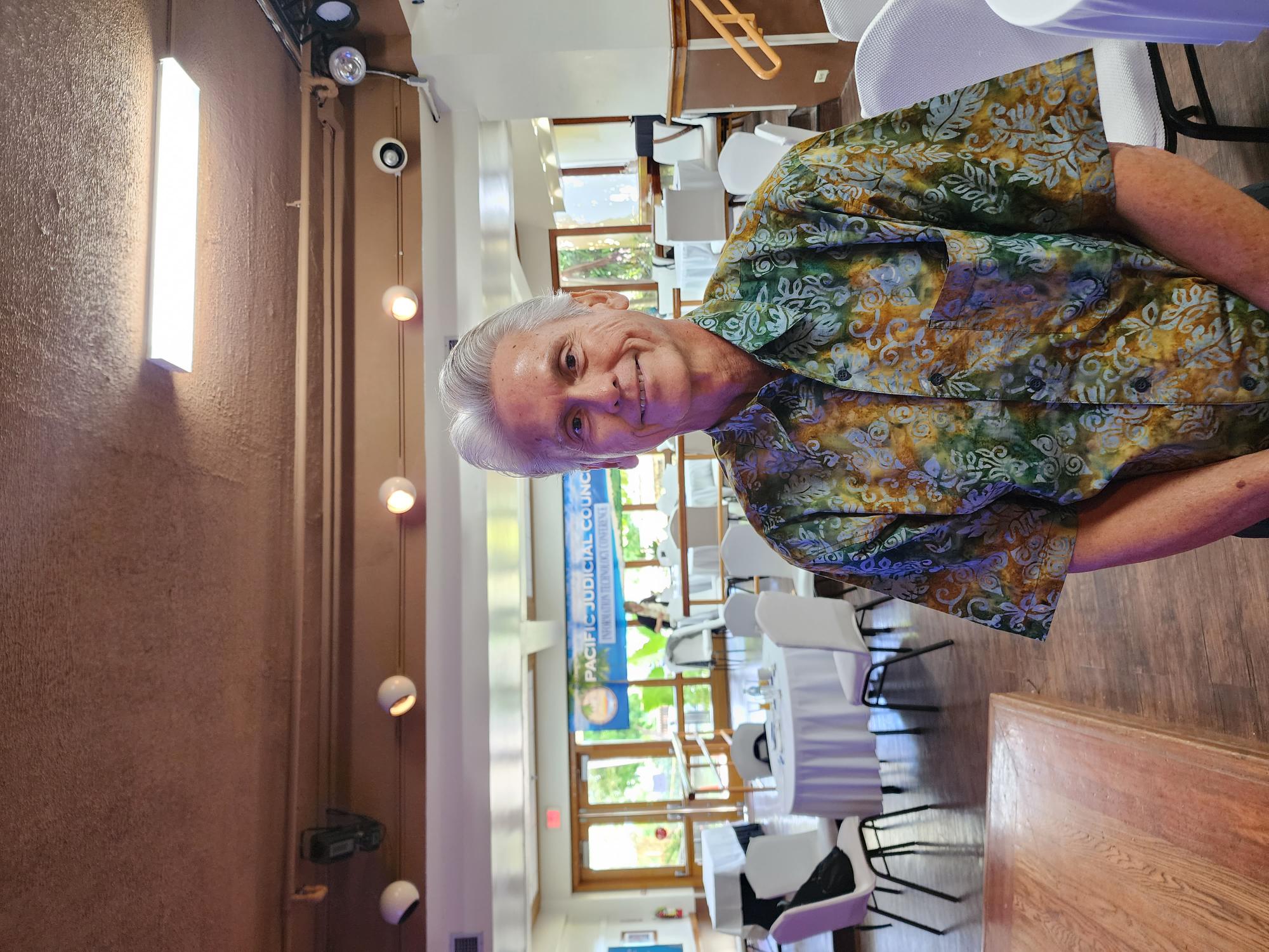 Supreme Court of Guam Justice F. Philip Carbullido poses for Variety at the Pacific Islands Club, the venue of the Pacific Judicial Council's 2023 Technology Conference on Wednesday.