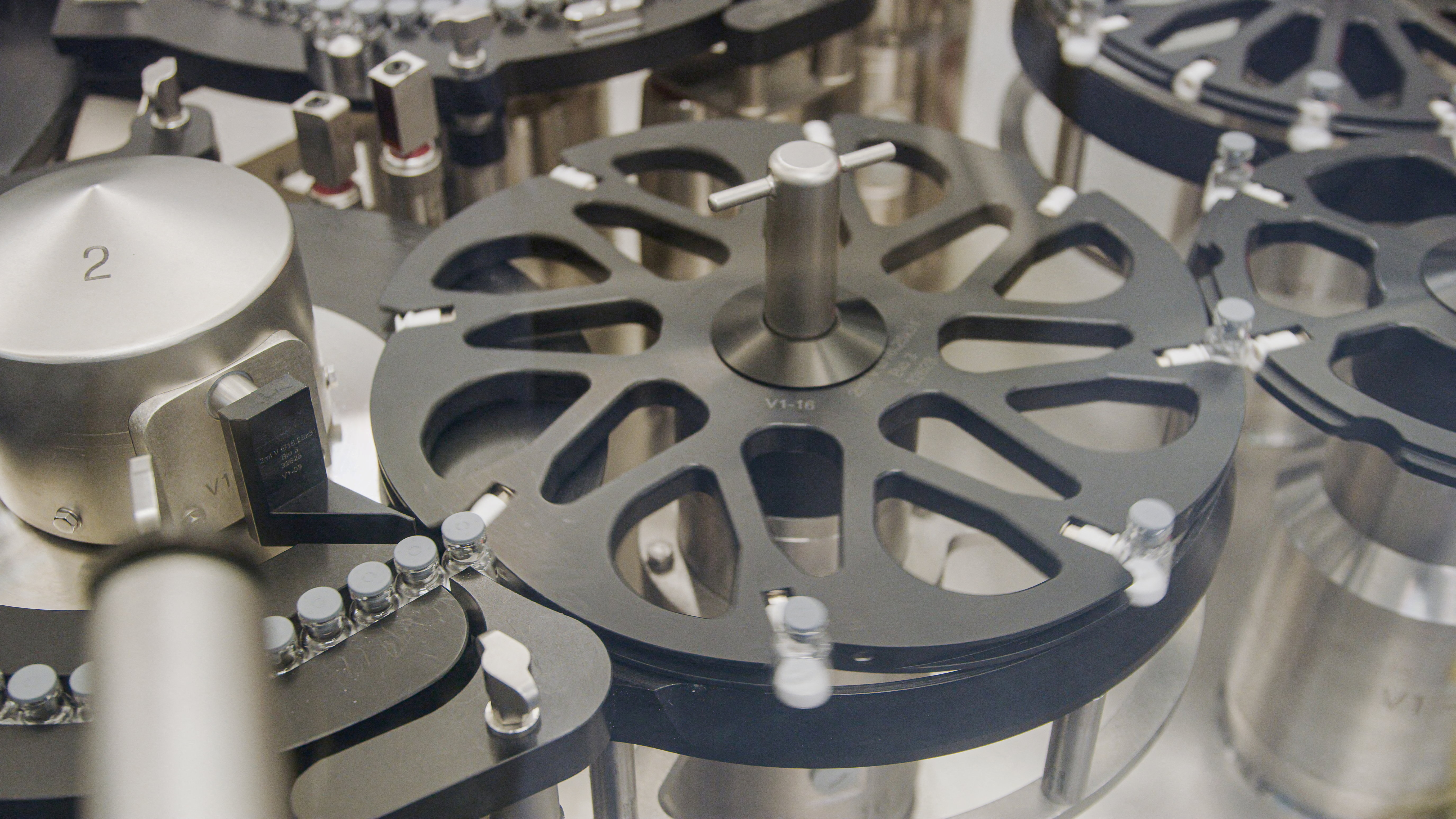 View of PfizerÕs new respiratory syncytial virus (RSV) vaccine Abrysvo during its manufacture in this undated handout picture.