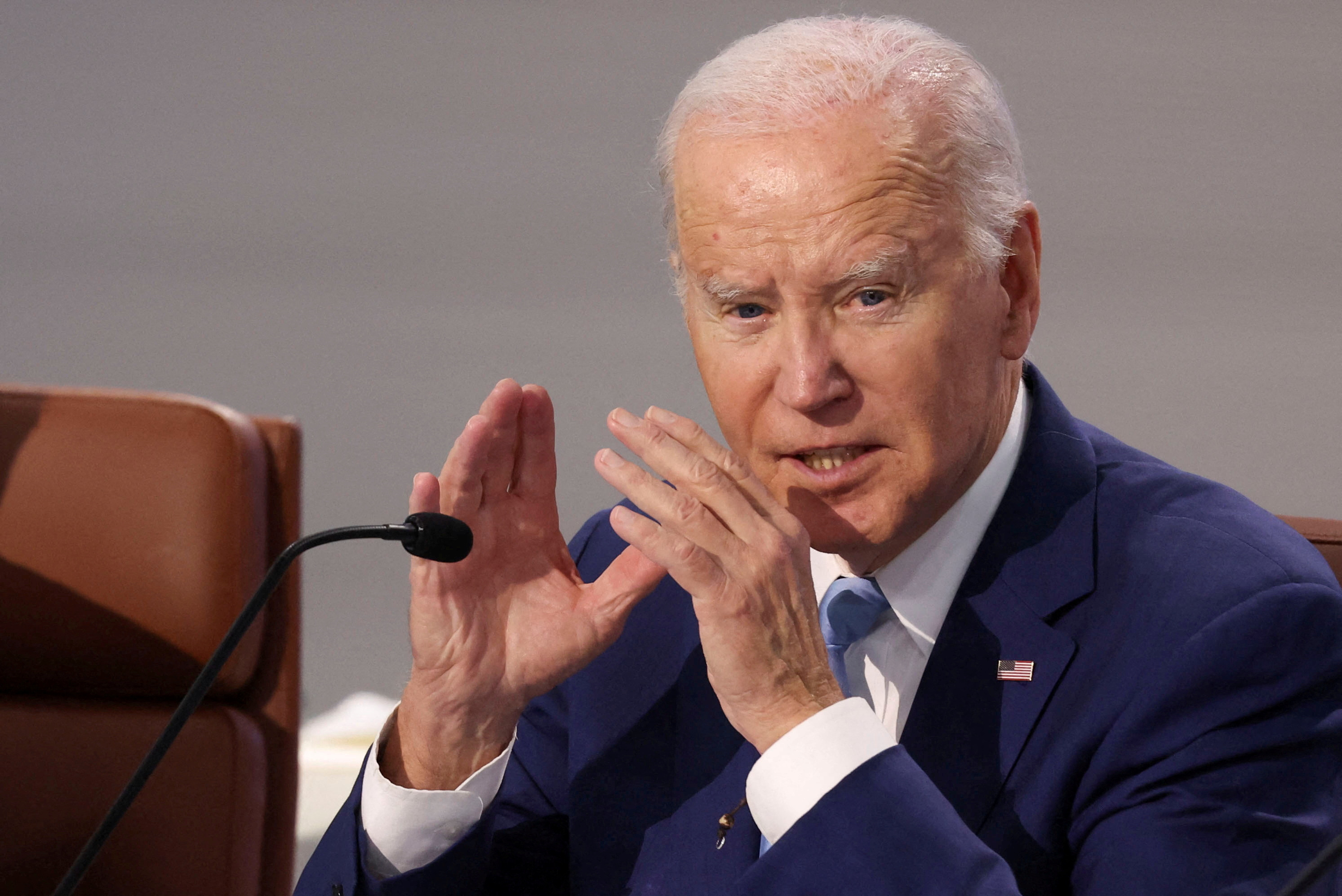 U.S. President Joe Biden takes part in a leaders plenary meeting during Asia-Pacific Economic Cooperation (APEC) CEO Summit in San Francisco, California, U.S. November 16, 2023. 