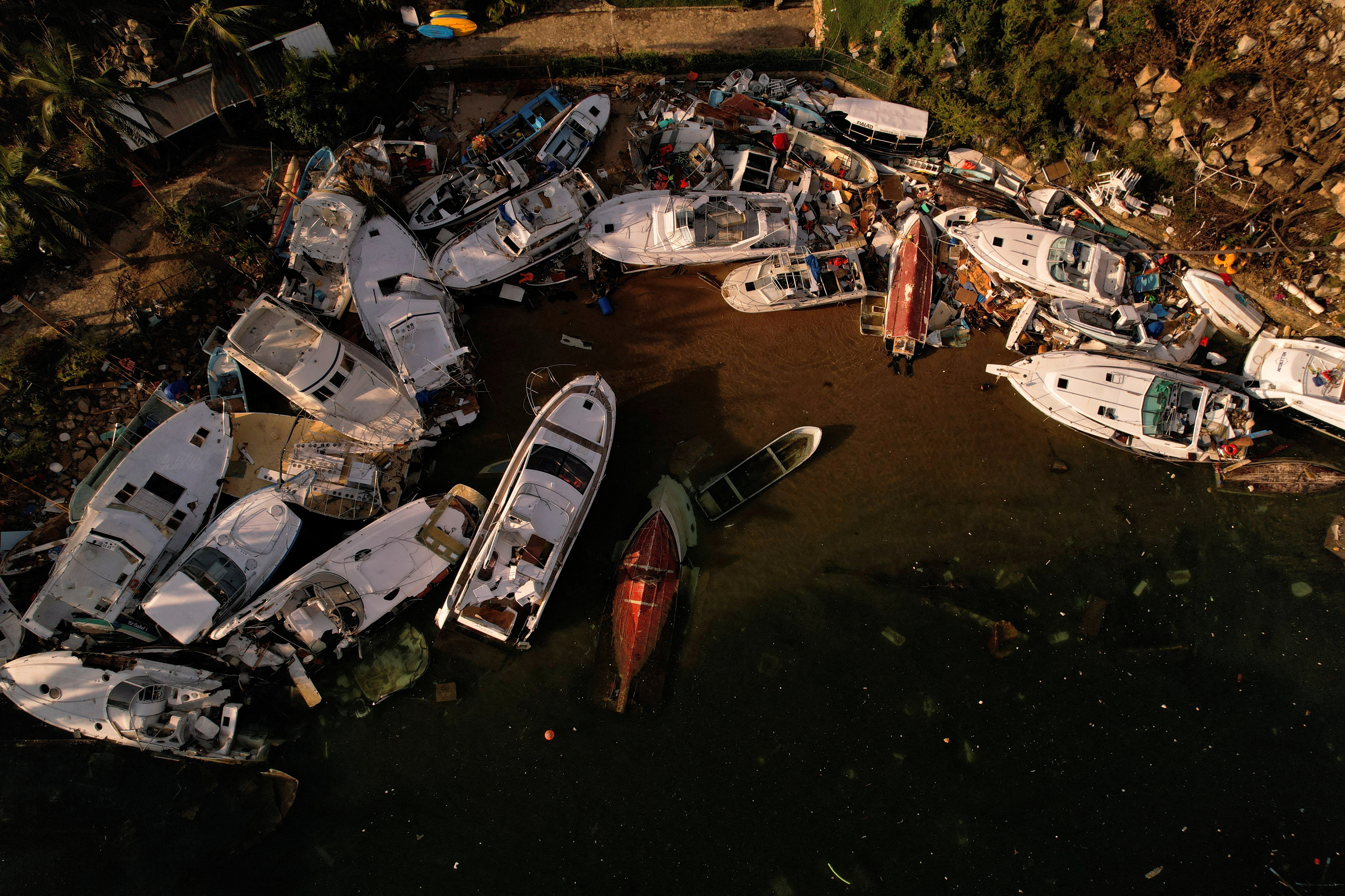 FILE PHOTO: A view of debris and damaged boats in the aftermath of Hurricane Otis, in Acapulco, Mexico, November 3, 2023. 