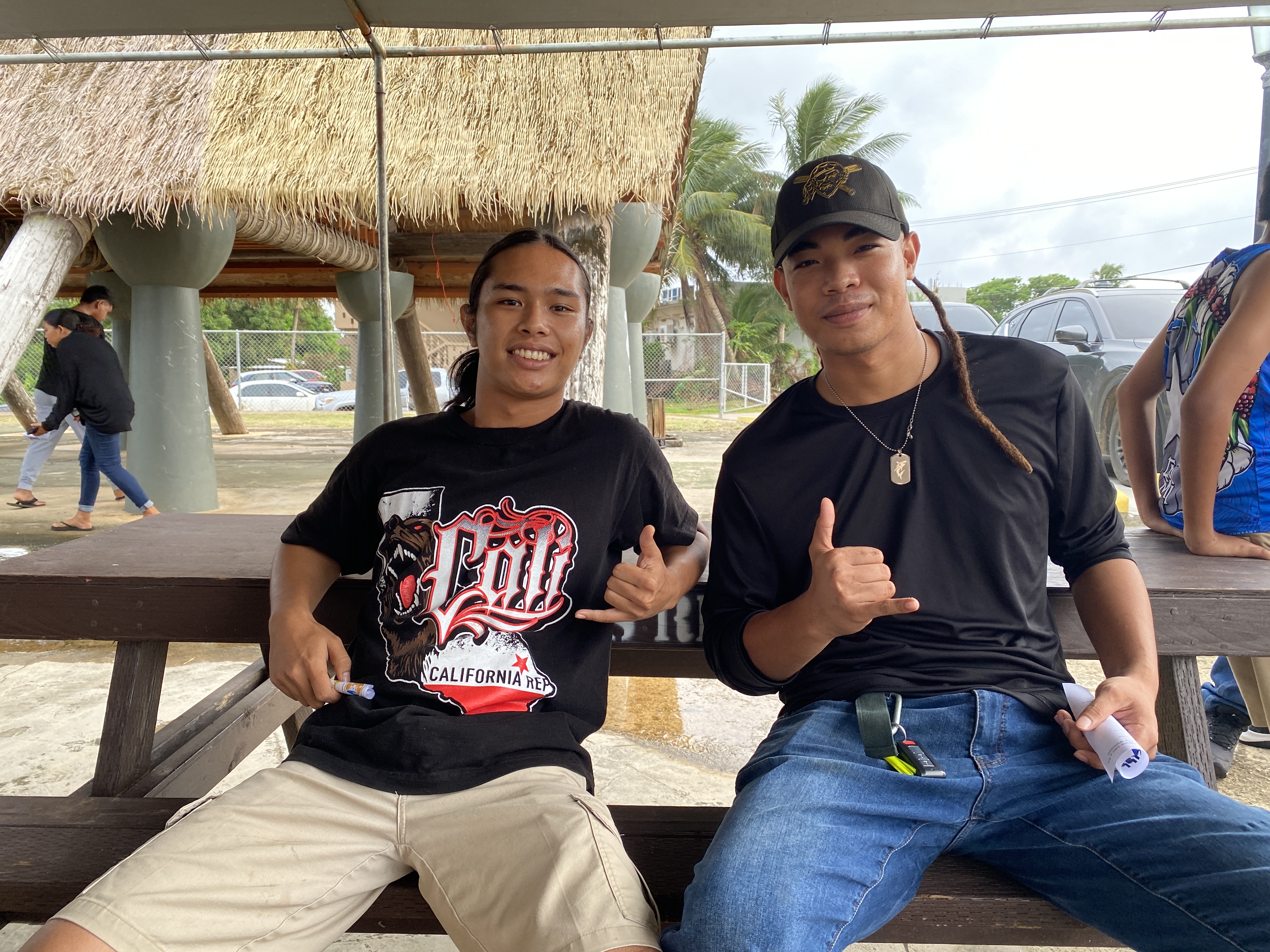 Two job seekers at the WIA satellite office in San Vicente: Zachery Manalo, left, and Perseus Takashi.