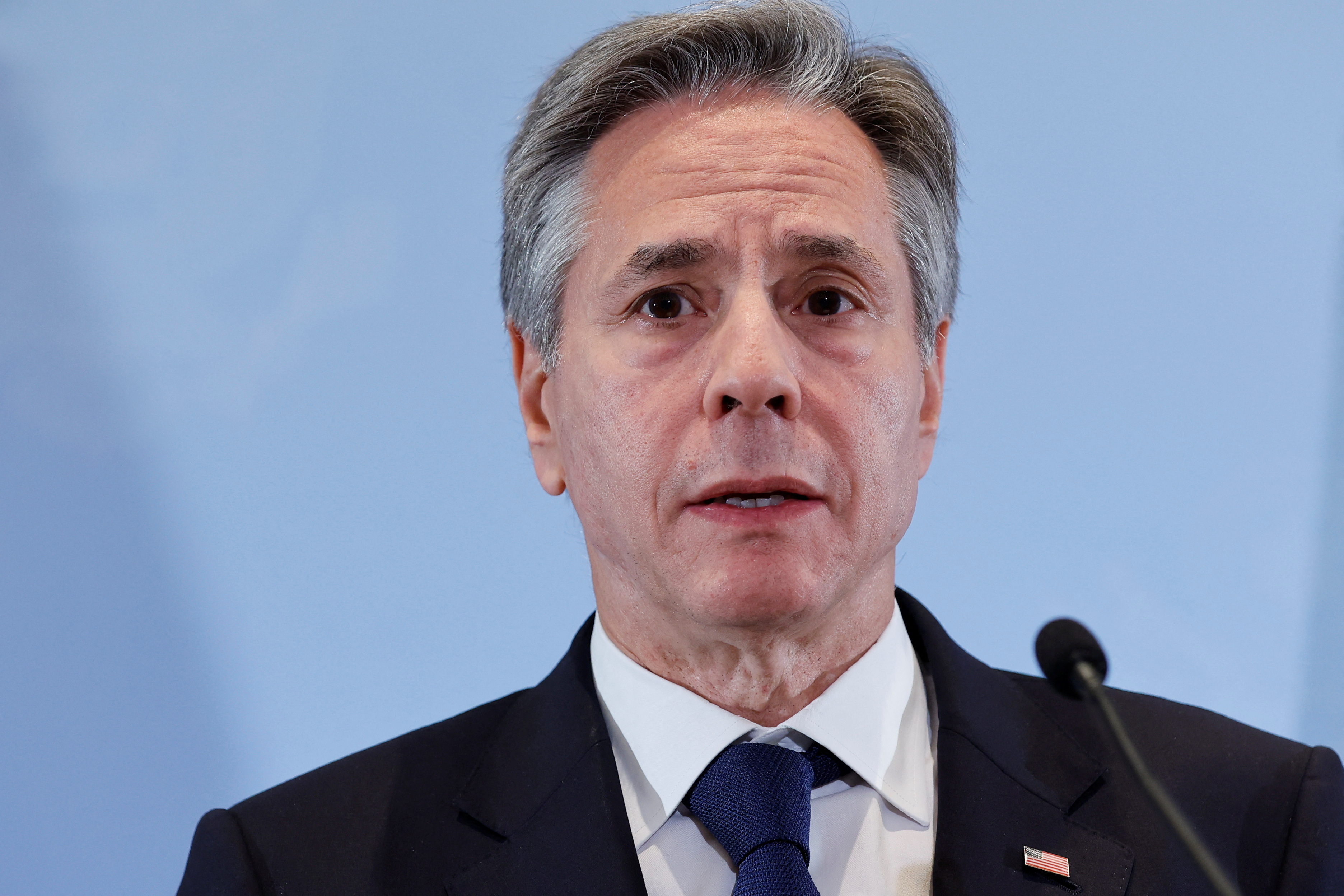 U.S. Secretary of State Antony Blinken attends a press conference, during his visit to Israel, amid the ongoing conflict between Israel and the Palestinian Islamist group Hamas, in Tel Aviv, Israel November 3, 2023. 